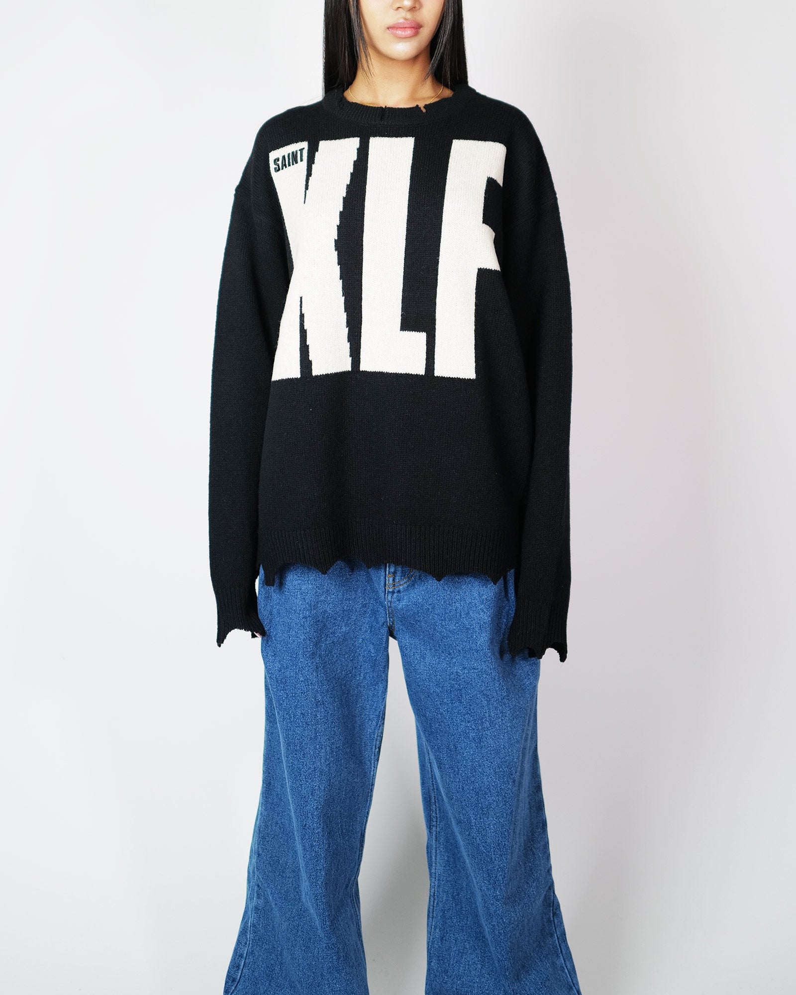 ©SAINT M××××××・saint michael -  KLF_CREW NECK KNIT/KLF / BLACK