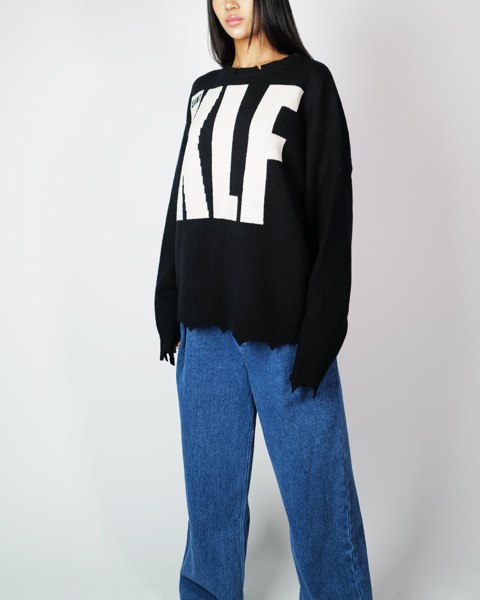 ©SAINT M××××××・saint michael -  KLF_CREW NECK KNIT/KLF / BLACK