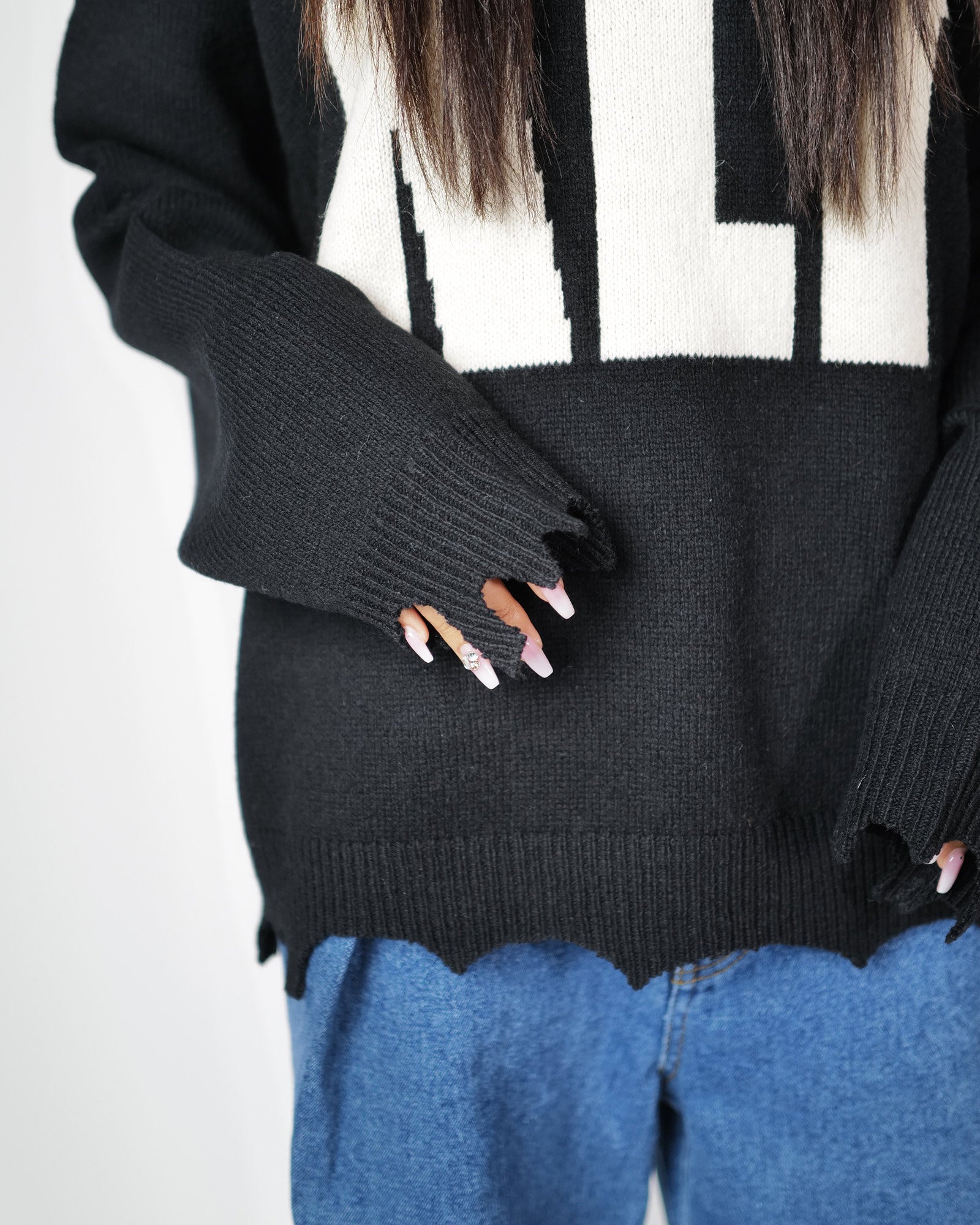 ©SAINT M××××××・saint michael -  KLF_CREW NECK KNIT/KLF / BLACK