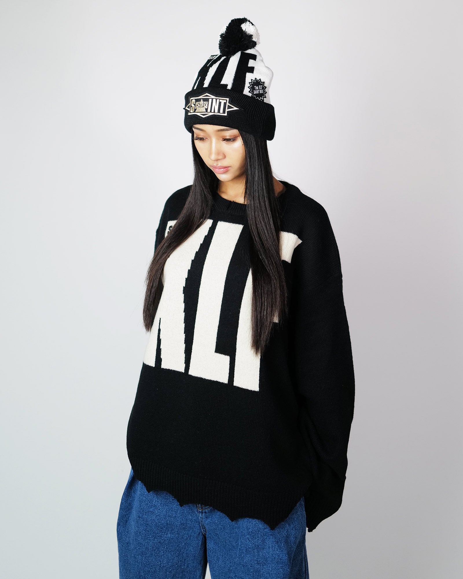 ©SAINT M××××××・セントマイケル - ニットキャップ・ビーニー KLF_KNIT CAP/KLF / WHITE
