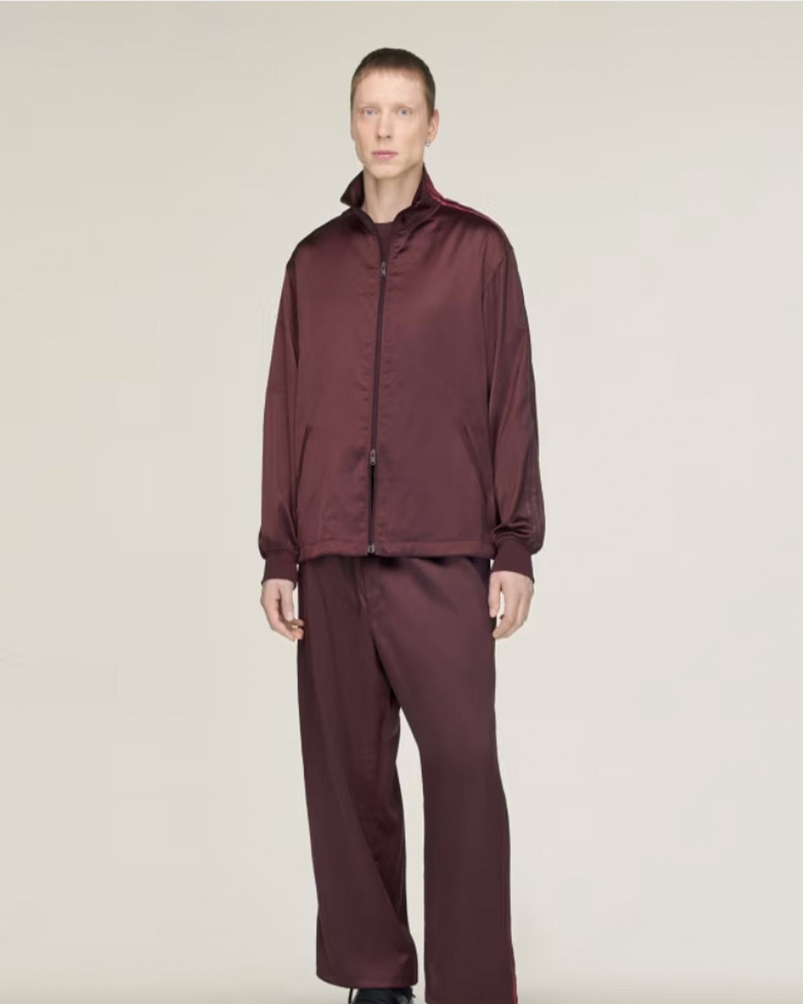 Y-3・weissly -  Y-3 SATIN GRADIENT 3 STRIPES TRACK TOP / NIGHT RED