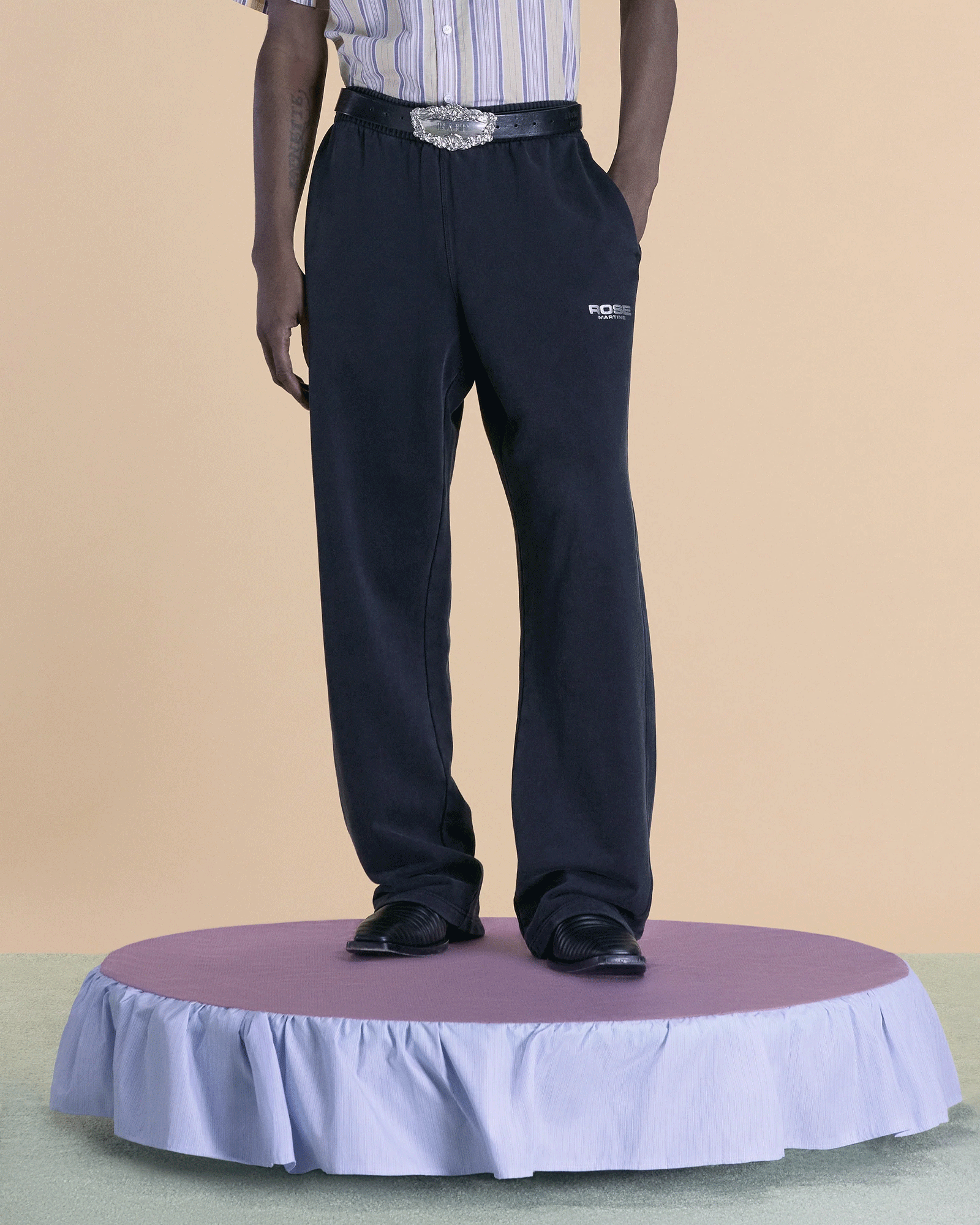 Martine Rose × KNITTED WIDE LEGSWEATPANT /  BLACK