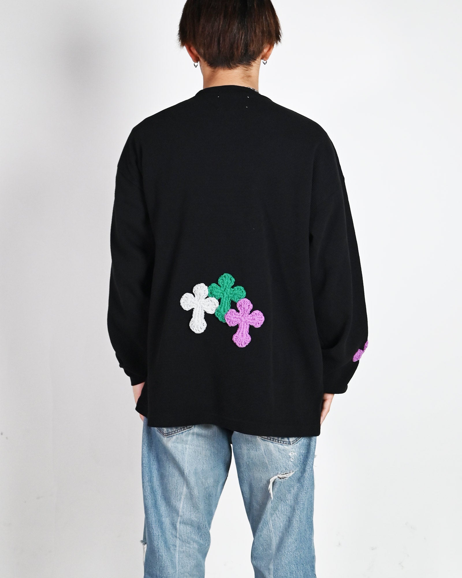 Y.A.R.N.・ヤーン - L/S Tシャツ Y.A.R.N. THERMAL-L / BLACK