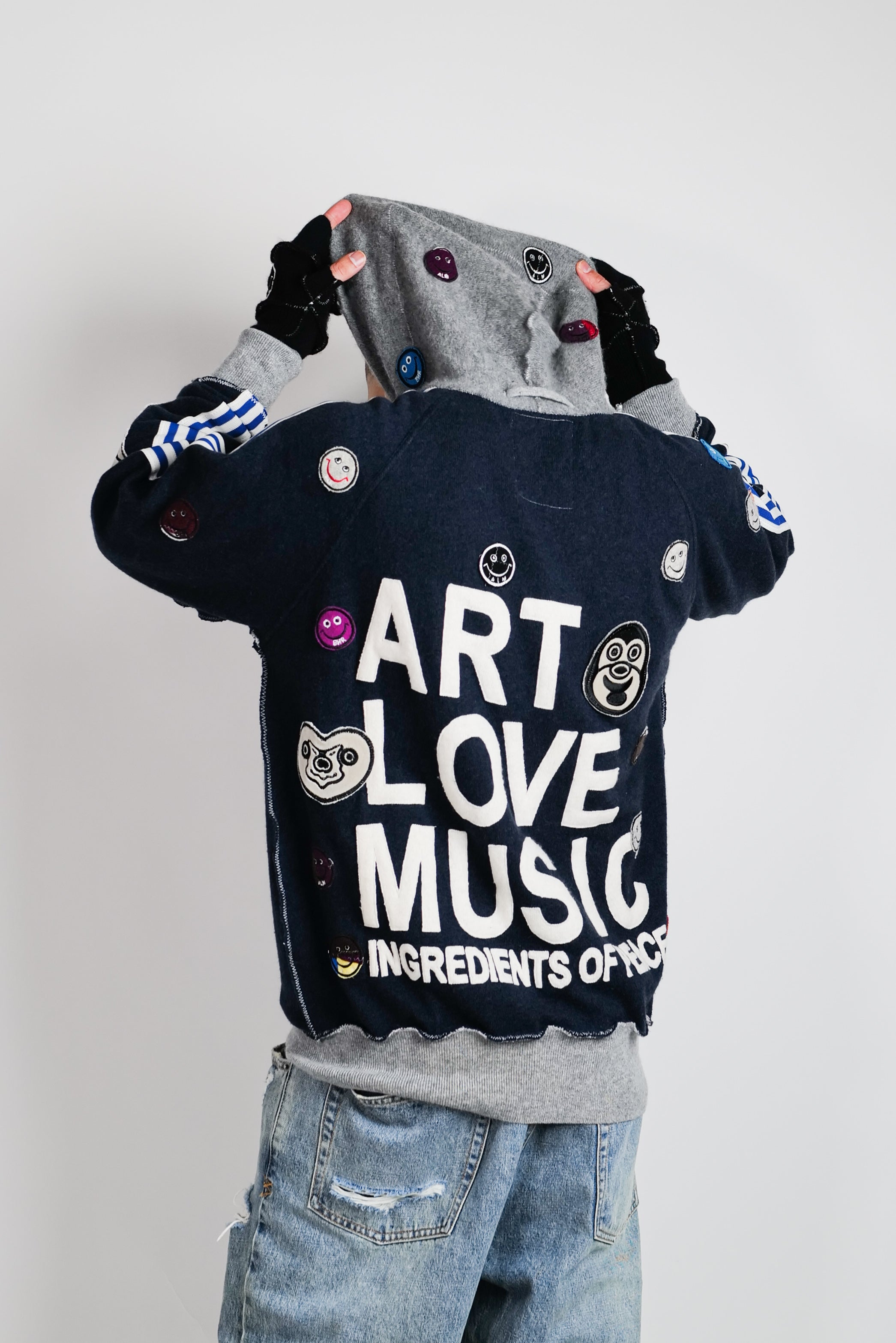 A LOVE MOVEMENT・ア・ラブ・ムーブメント - パーカー・フーディ ALM RECYCLE CASHMERE ZIPUP HOODIE / NAVY