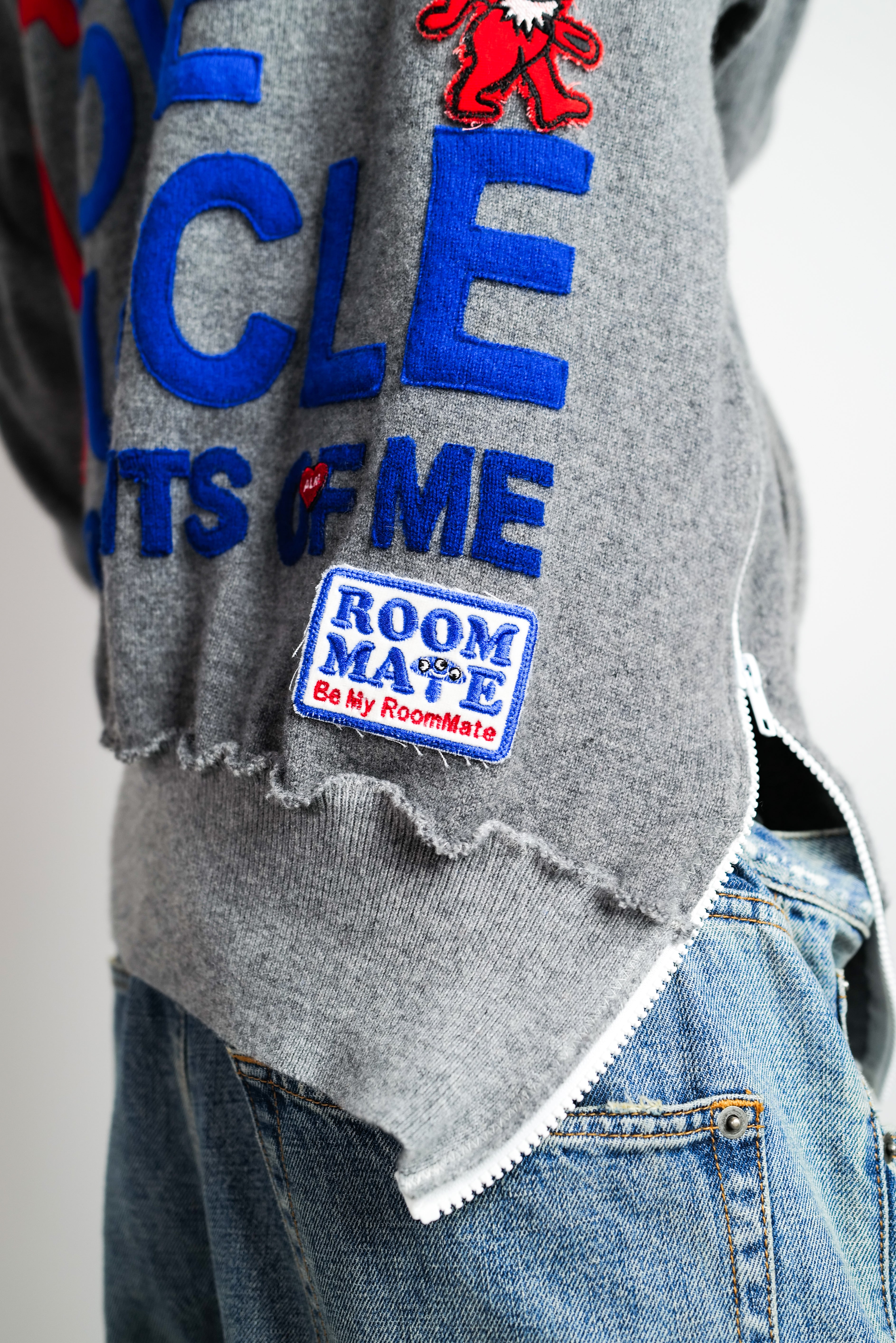 A LOVE MOVEMENT・ア・ラブ・ムーブメント - パーカー・フーディ ALM RECYCLE CASHMERE HOODIE / GREY