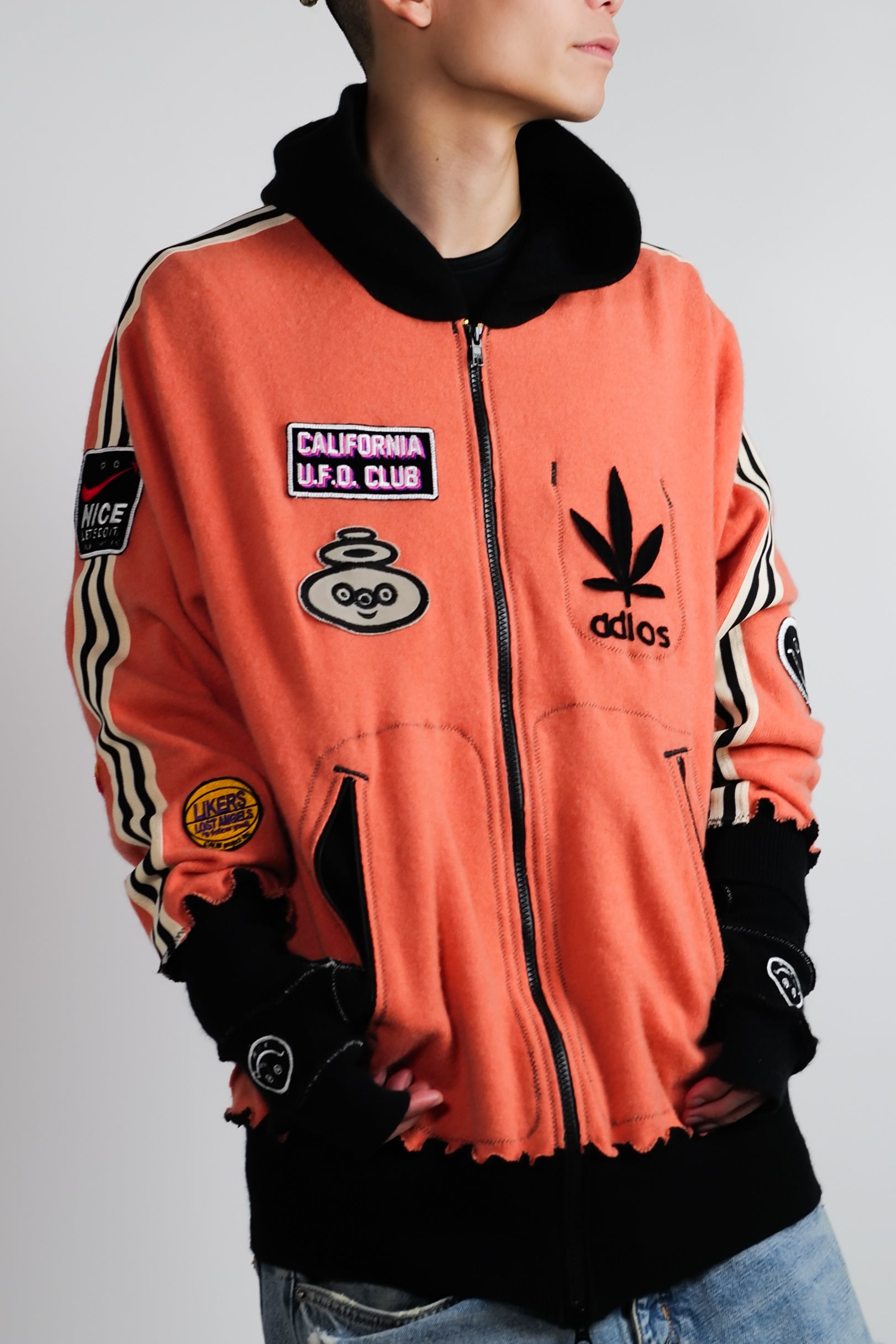 A LOVE MOVEMENT・ア・ラブ・ムーブメント - パーカー・フーディ ALM RECYCLE CASHMERE ZIPUP HOODIE / ORANGE