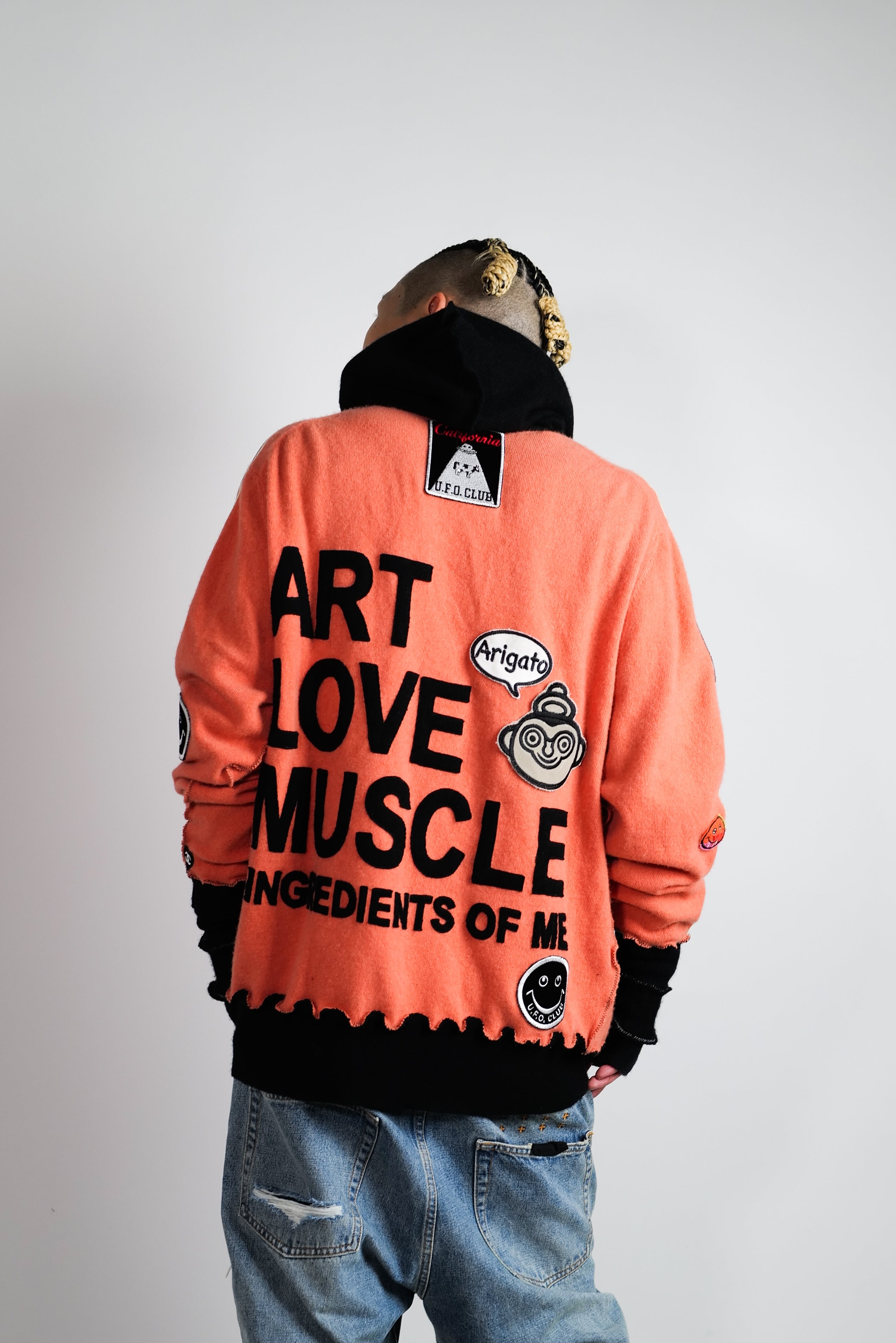 A LOVE MOVEMENT・ア・ラブ・ムーブメント - パーカー・フーディ ALM RECYCLE CASHMERE ZIPUP HOODIE / ORANGE
