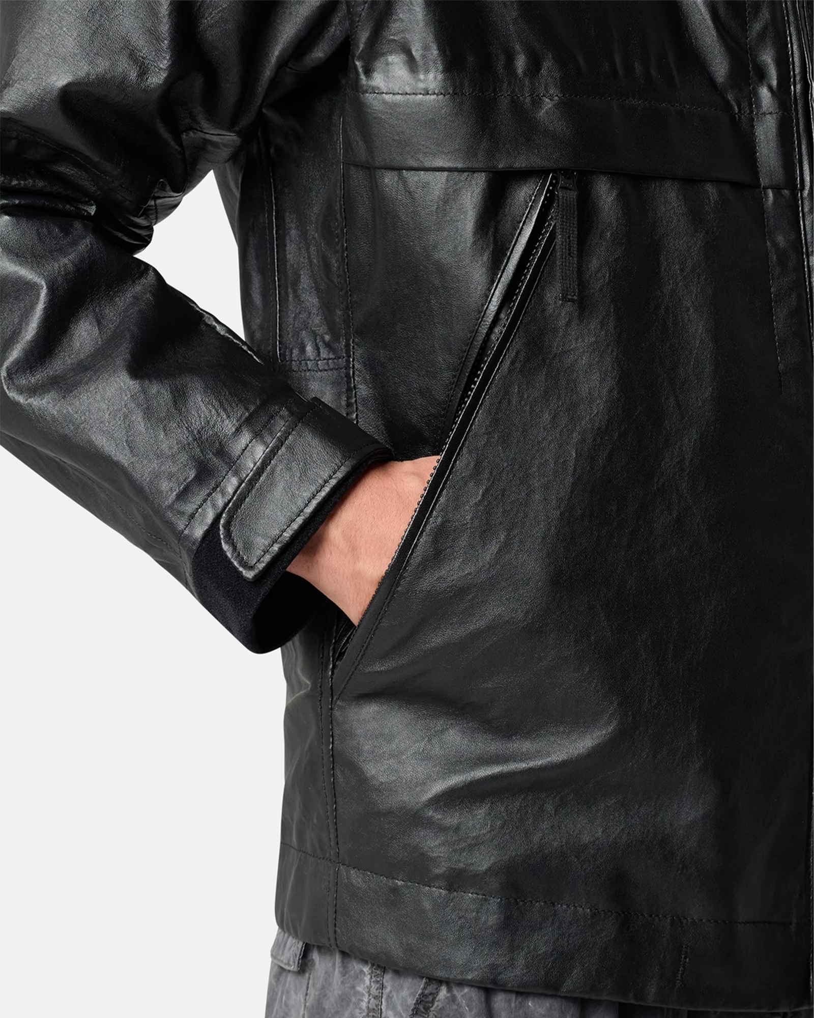 STONE ISLAND・stone island -  "LEATHER ORGANZA JACKET 26AW-0100001"  / BLACK
