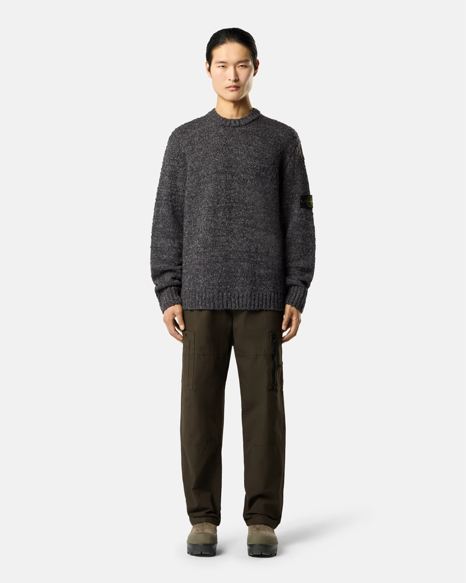 STONE ISLAND・ストーンアイランド - ニット・セーター SPECKLED WOOL NYLON KNIT 5100031 / MELANGE LEAD