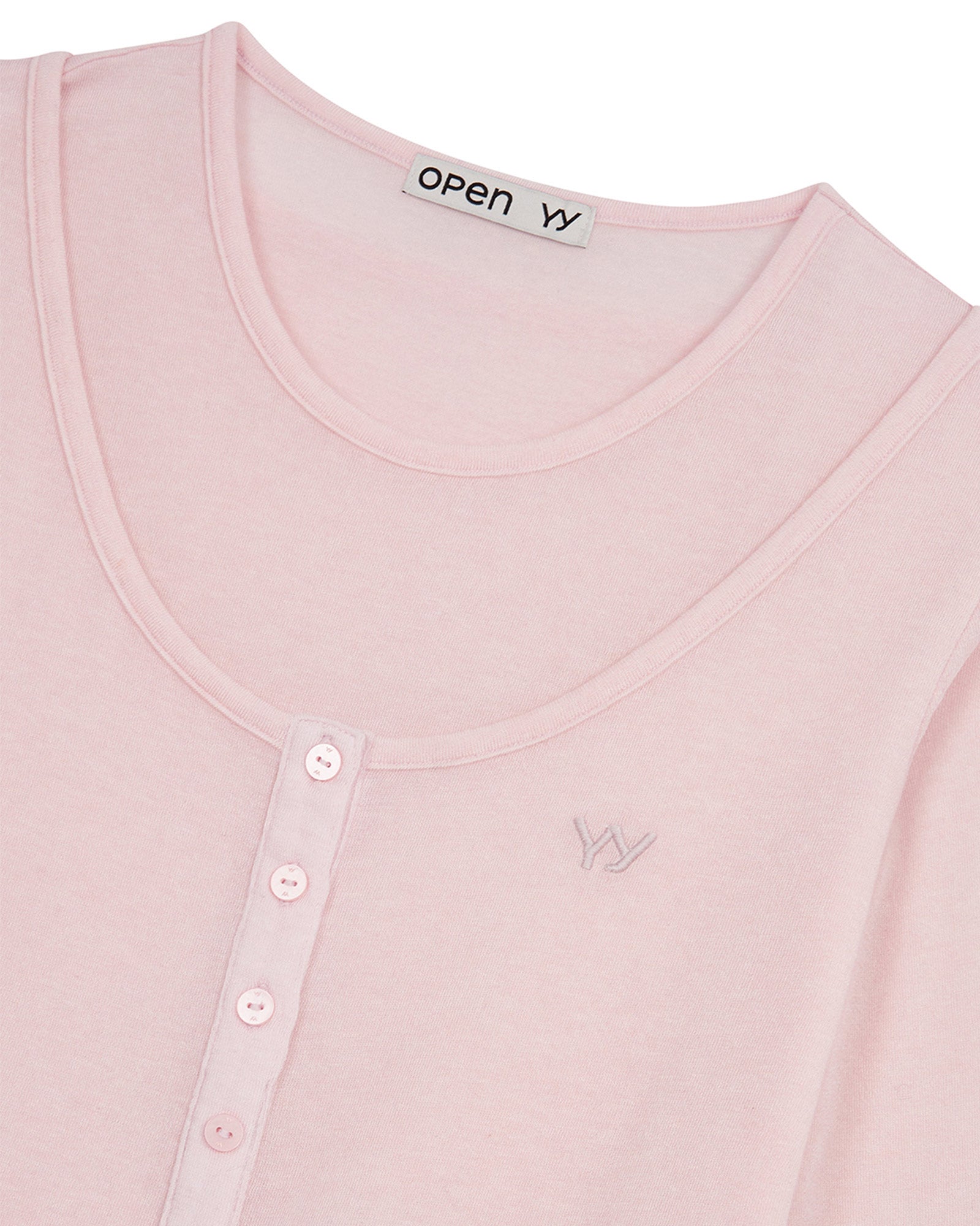 OPEN YY・オープン ワイワイ - L/S Tシャツ LAYERED HENLEY LOUNGE TEE / PINK