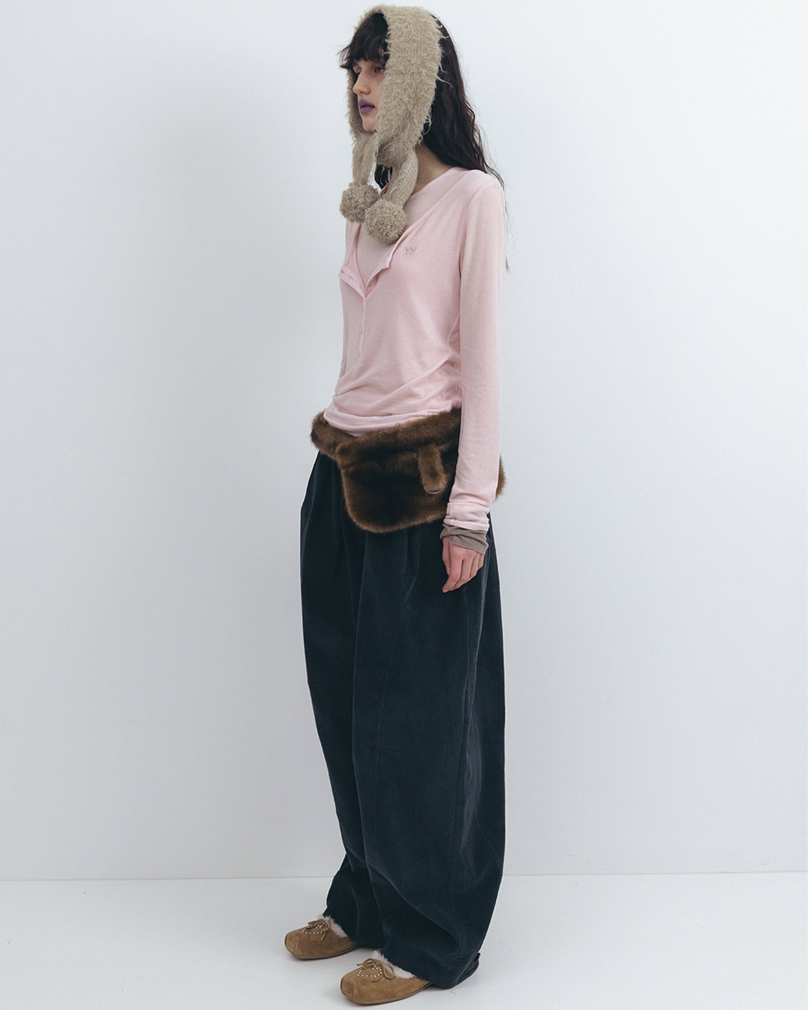 OPEN YY・オープン ワイワイ - L/S Tシャツ LAYERED HENLEY LOUNGE TEE / PINK
