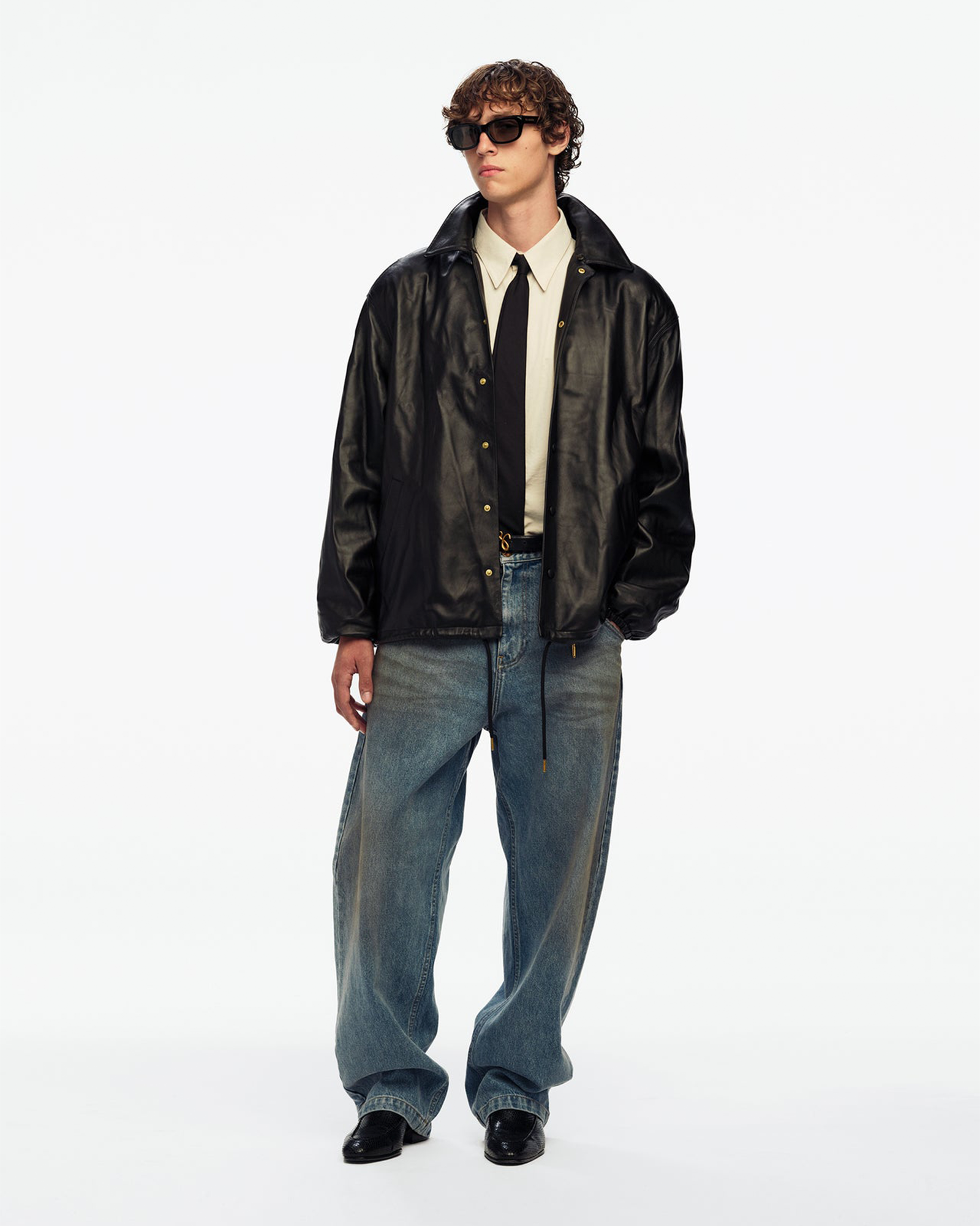 WILLY CHAVARRIA・ウィリー・チャバリア -  LEATHER COACH JACKET / BLACK