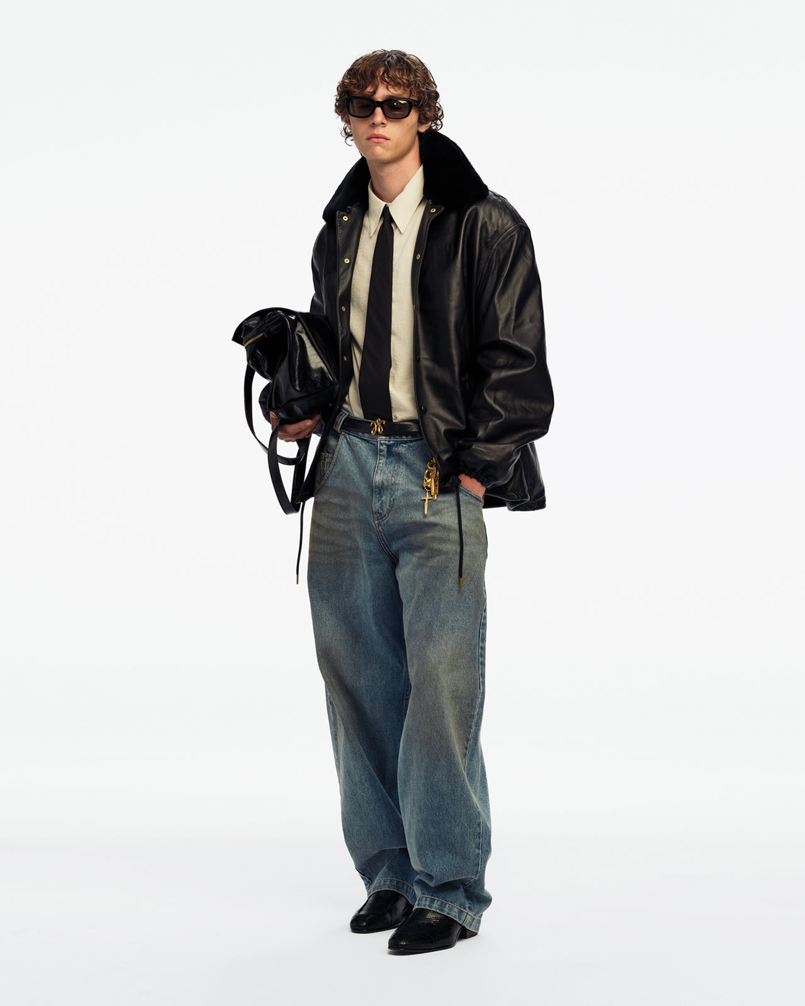 WILLY CHAVARRIA・ウィリー・チャバリア -  LEATHER COACH JACKET / BLACK