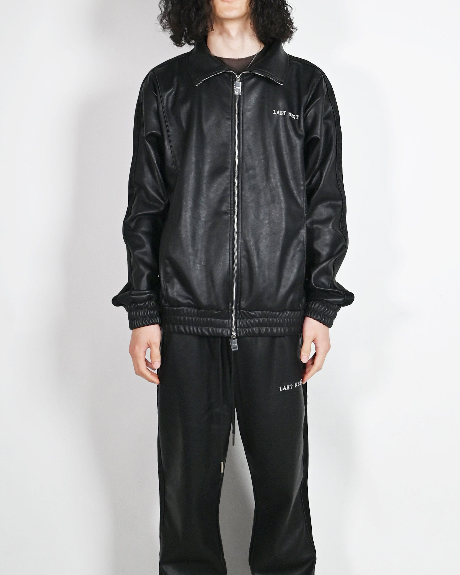 LAST NEST・ラストネスト - レザージャケット FAUX LEATHER TRACK JACKET / BLACK