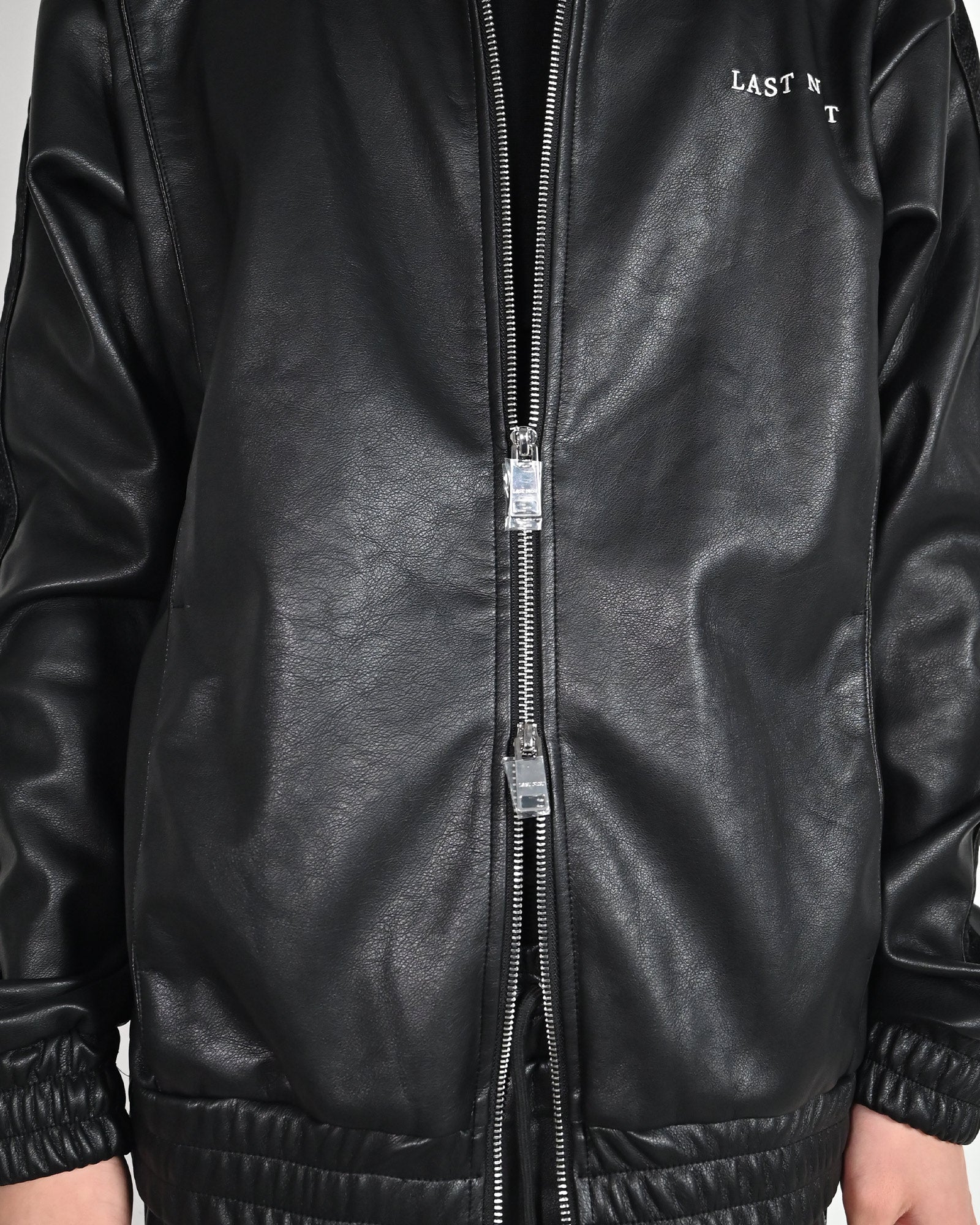 LAST NEST・ラストネスト - レザージャケット FAUX LEATHER TRACK JACKET / BLACK