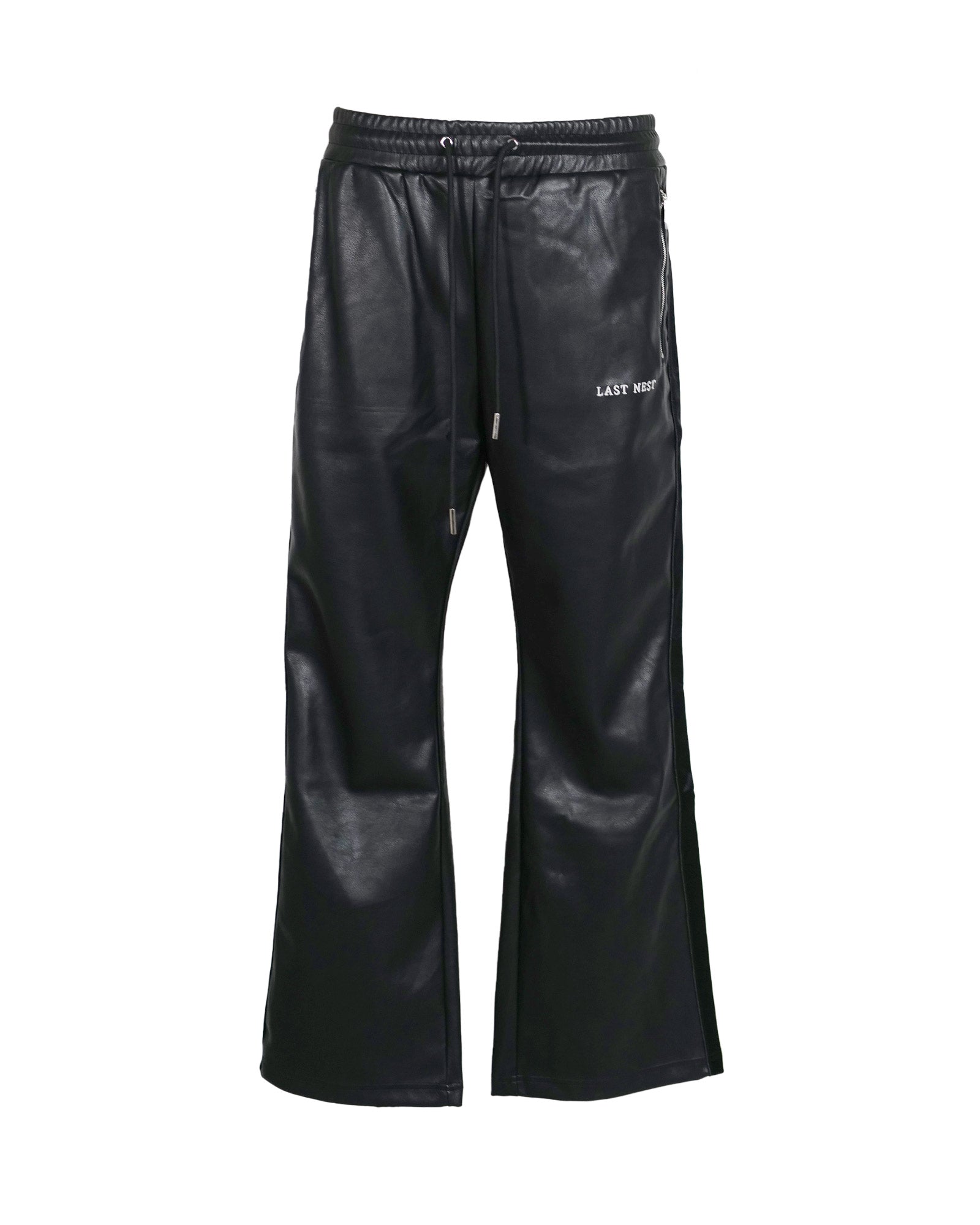 LAST NEST・ラストネスト - ジャージ・トラックパンツ FAUX LEATHER TRACK PANTS / BLACK