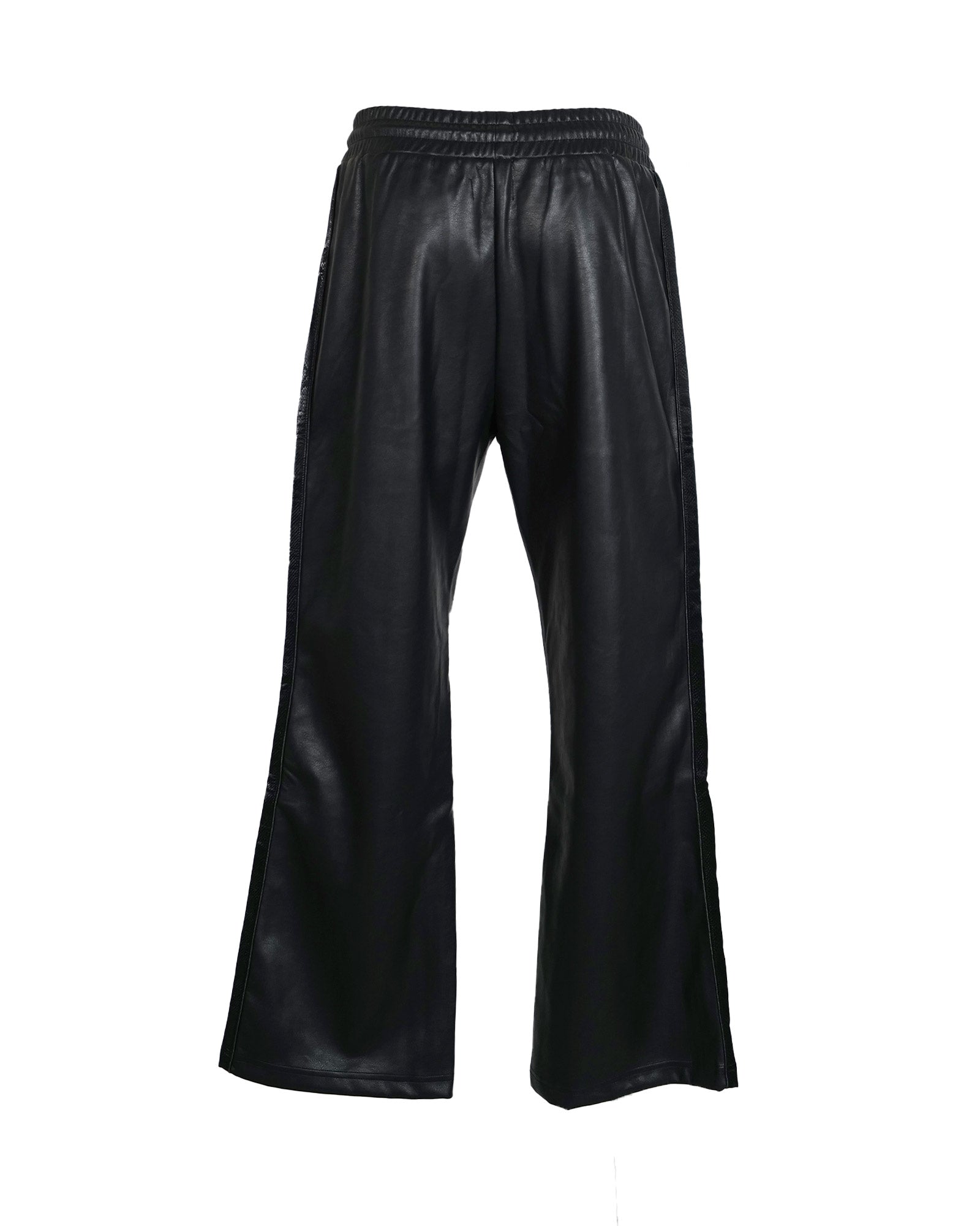 LAST NEST・ラストネスト - ジャージ・トラックパンツ FAUX LEATHER TRACK PANTS / BLACK