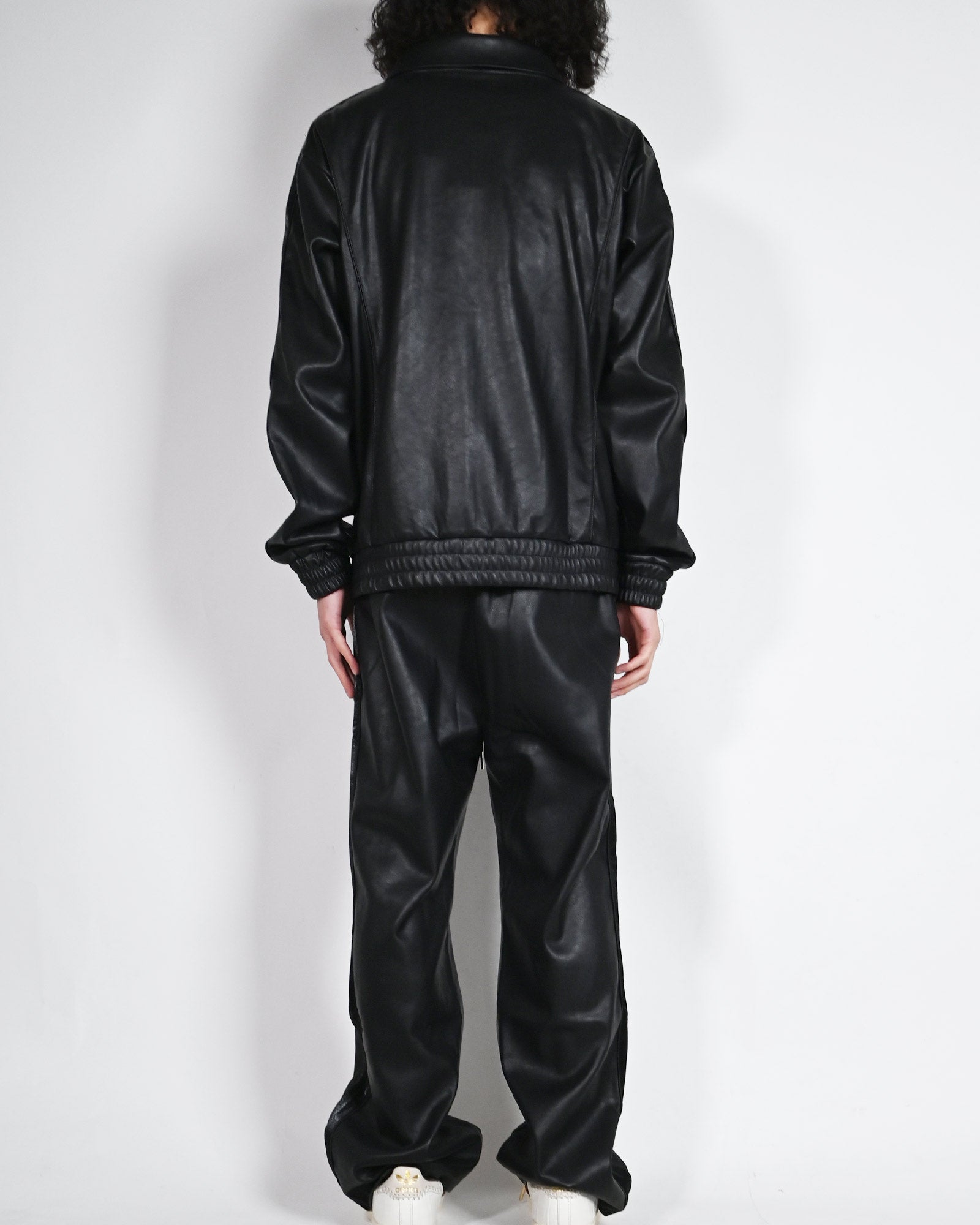 LAST NEST・ラストネスト - ジャージ・トラックパンツ FAUX LEATHER TRACK PANTS / BLACK