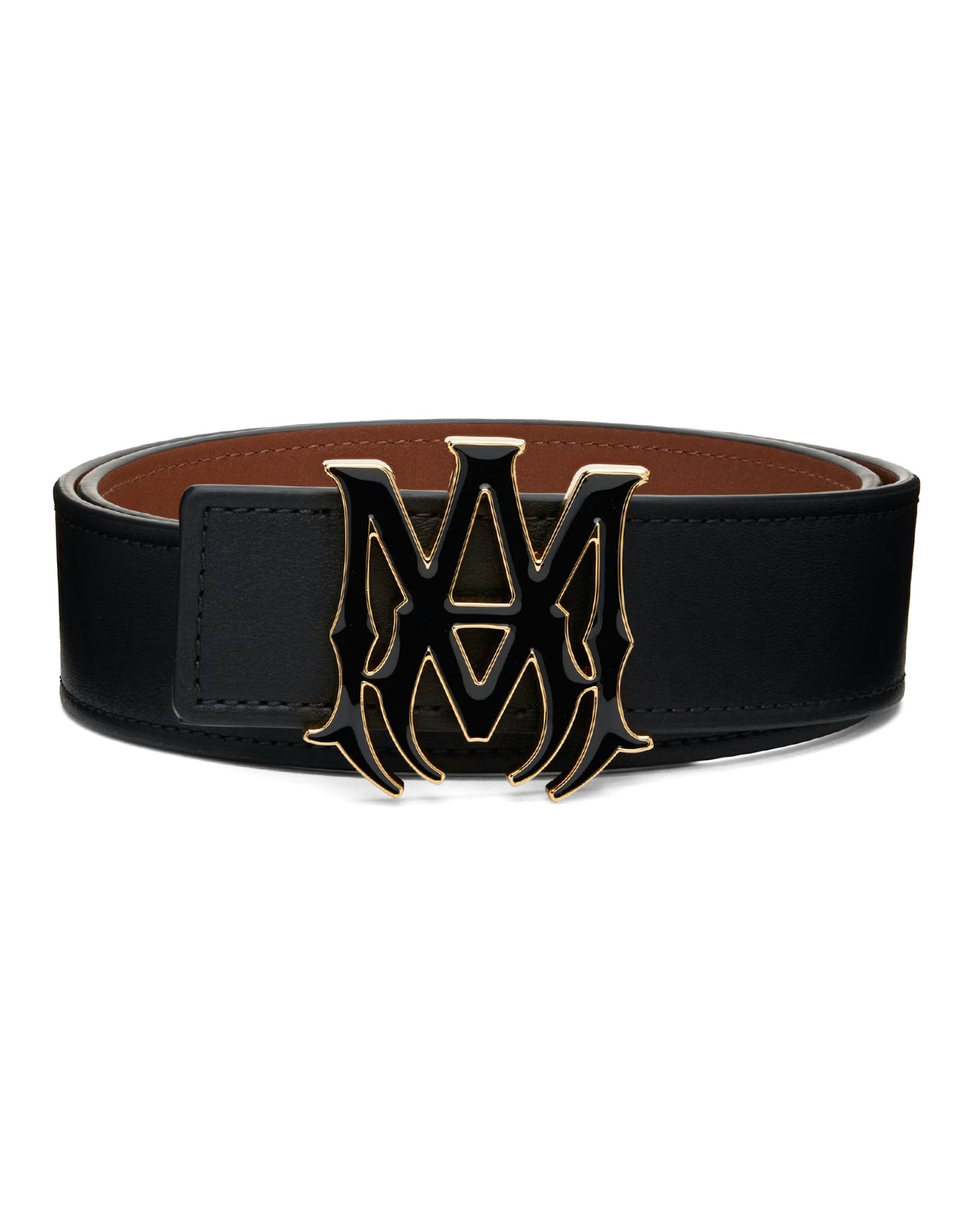 MA 4CM ENAMEL BELT / BLACK/BROWN