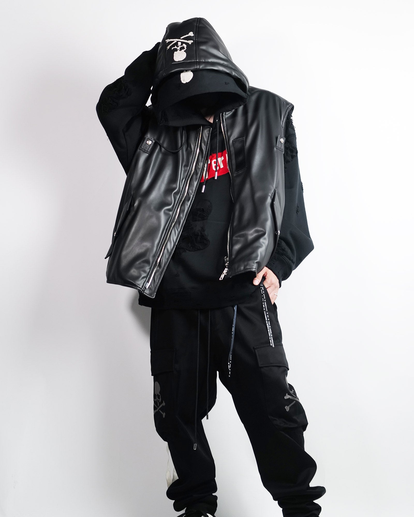 mastermind・マスターマインド - ベスト FAUX LEATHER VEST / BLACK