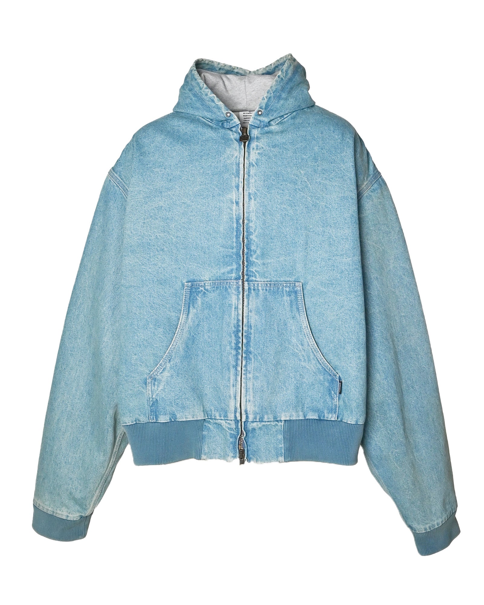 HOODED WORKWEAR DENIM JACKET / VINTAGE MID BLUE