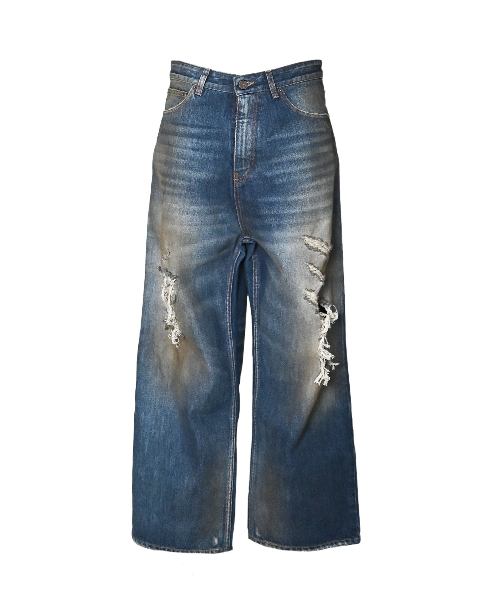 VETEMENTS・ヴェトモン - デニムパンツ TRASHED JEANS / WASHED-OUT BLUE