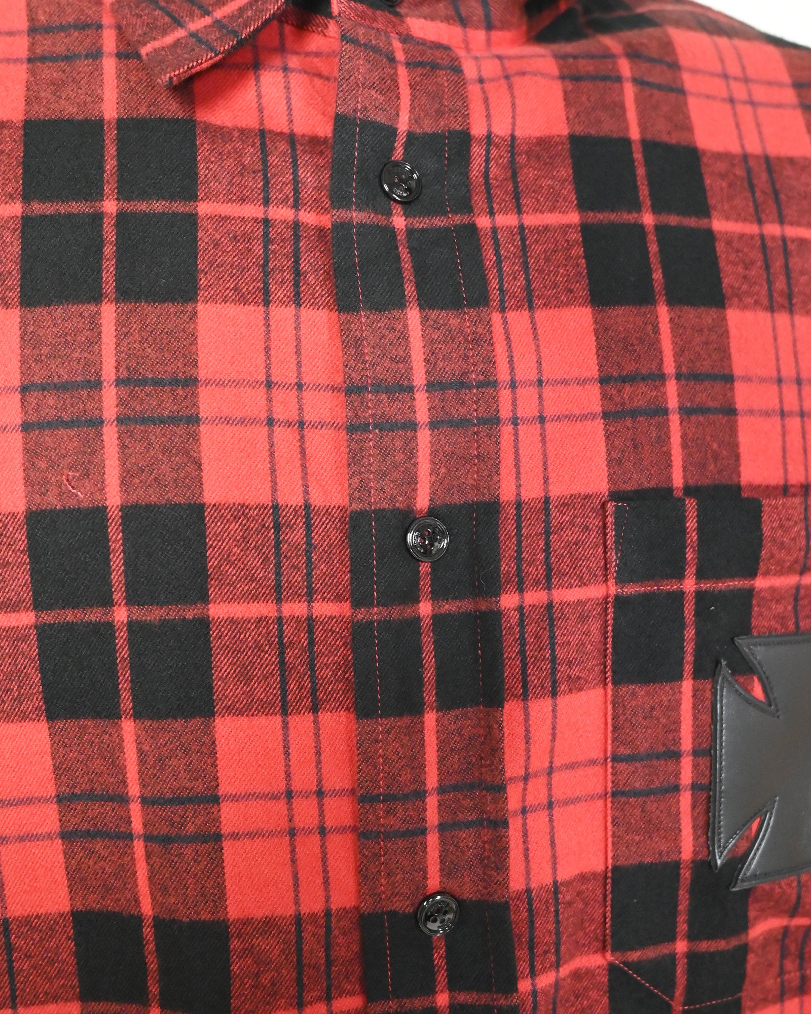 VETEMENTS (ヴェトモン) SS26 チェックシャツ LEATHER CROSS FLANNEL