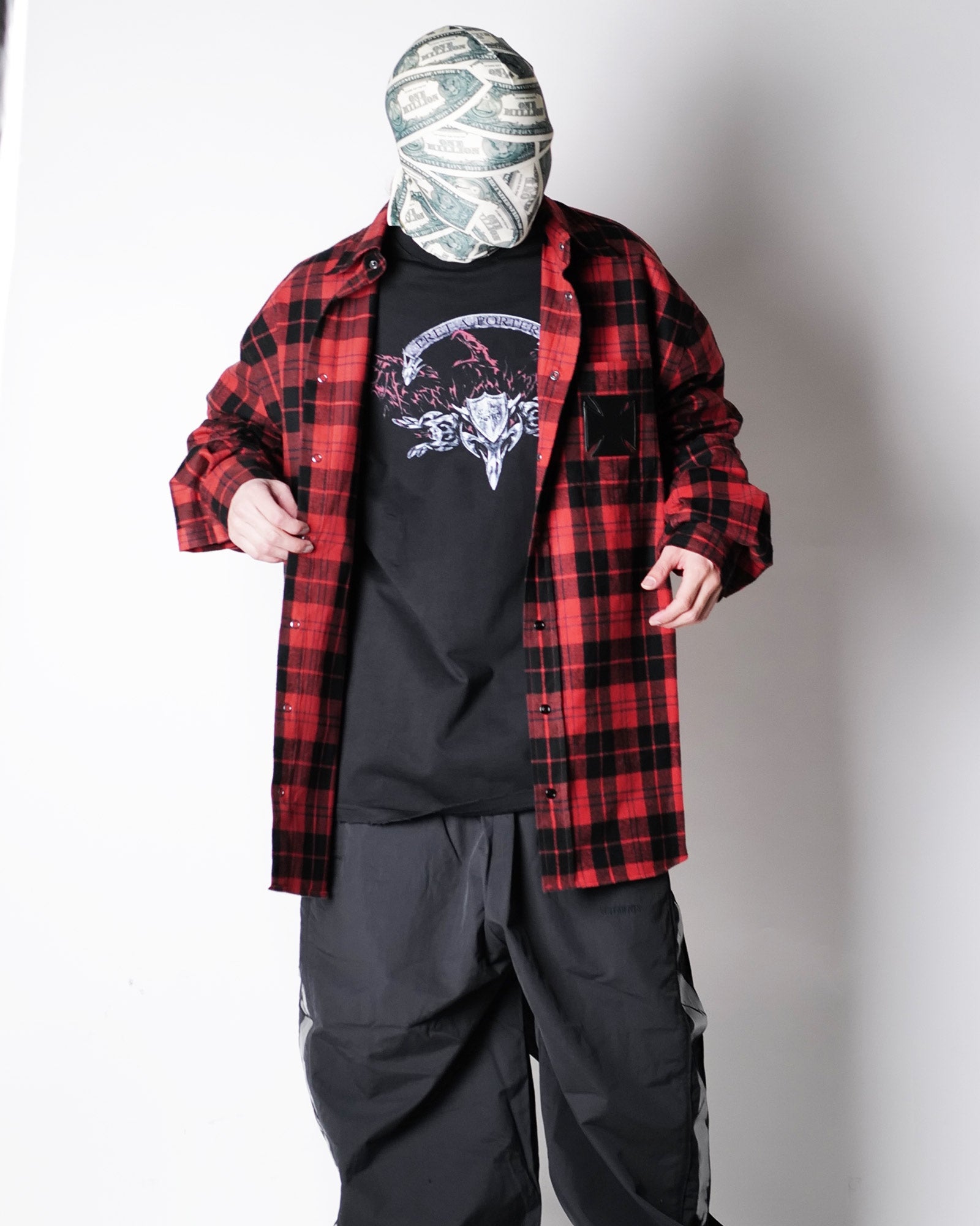 VETEMENTS (ヴェトモン) SS26 チェックシャツ LEATHER CROSS FLANNEL