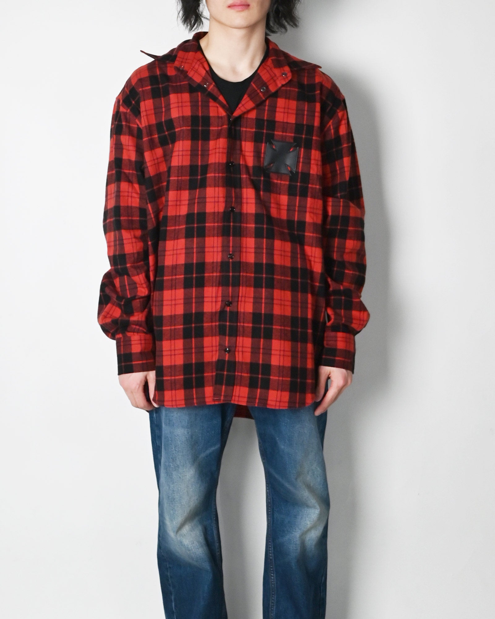 VETEMENTS (ヴェトモン) SS26 チェックシャツ LEATHER CROSS FLANNEL