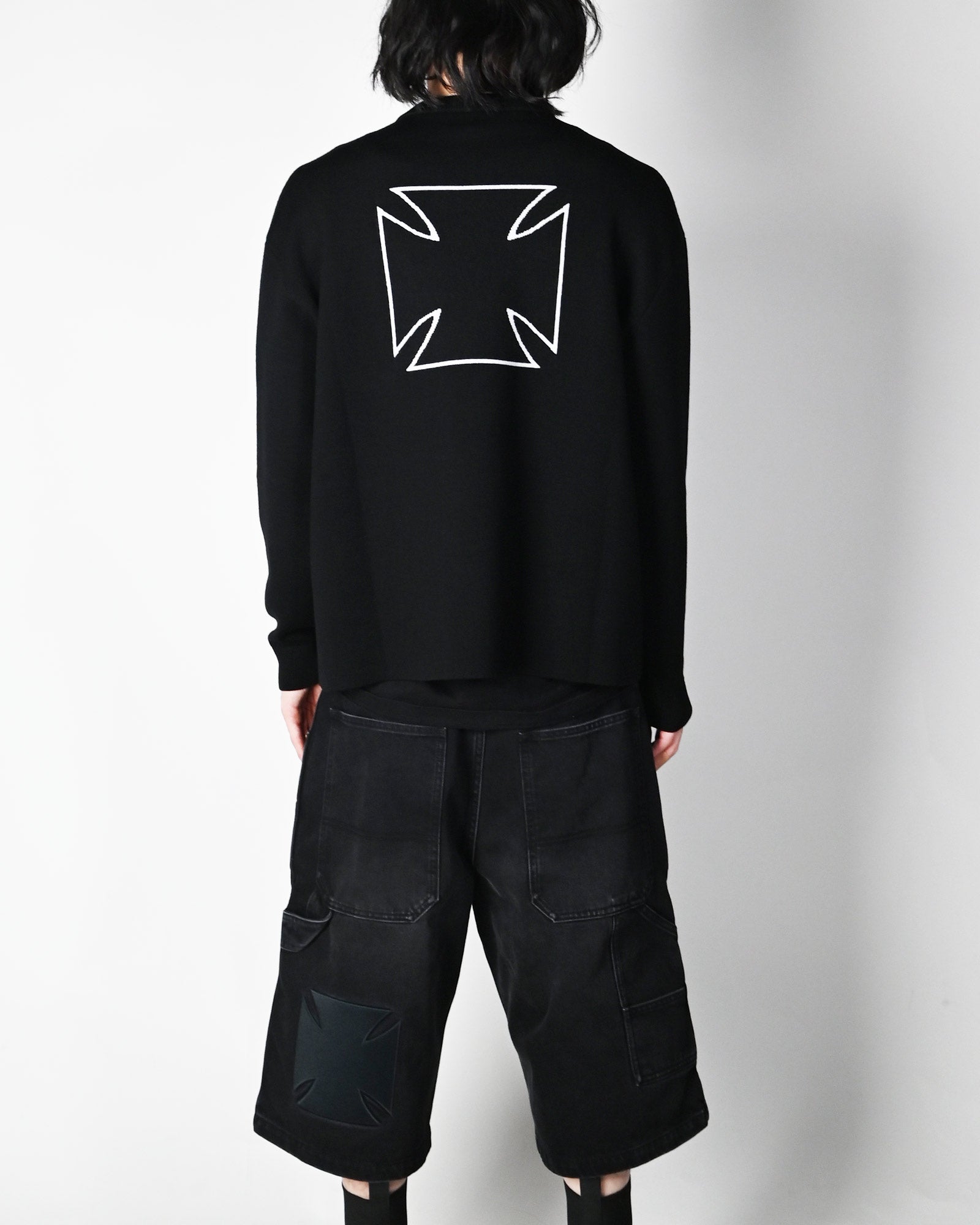VETEMENTS・ヴェトモン - ニット・セーター DOUBLE BIKER CROSS LOGO SWEATER / BLACK