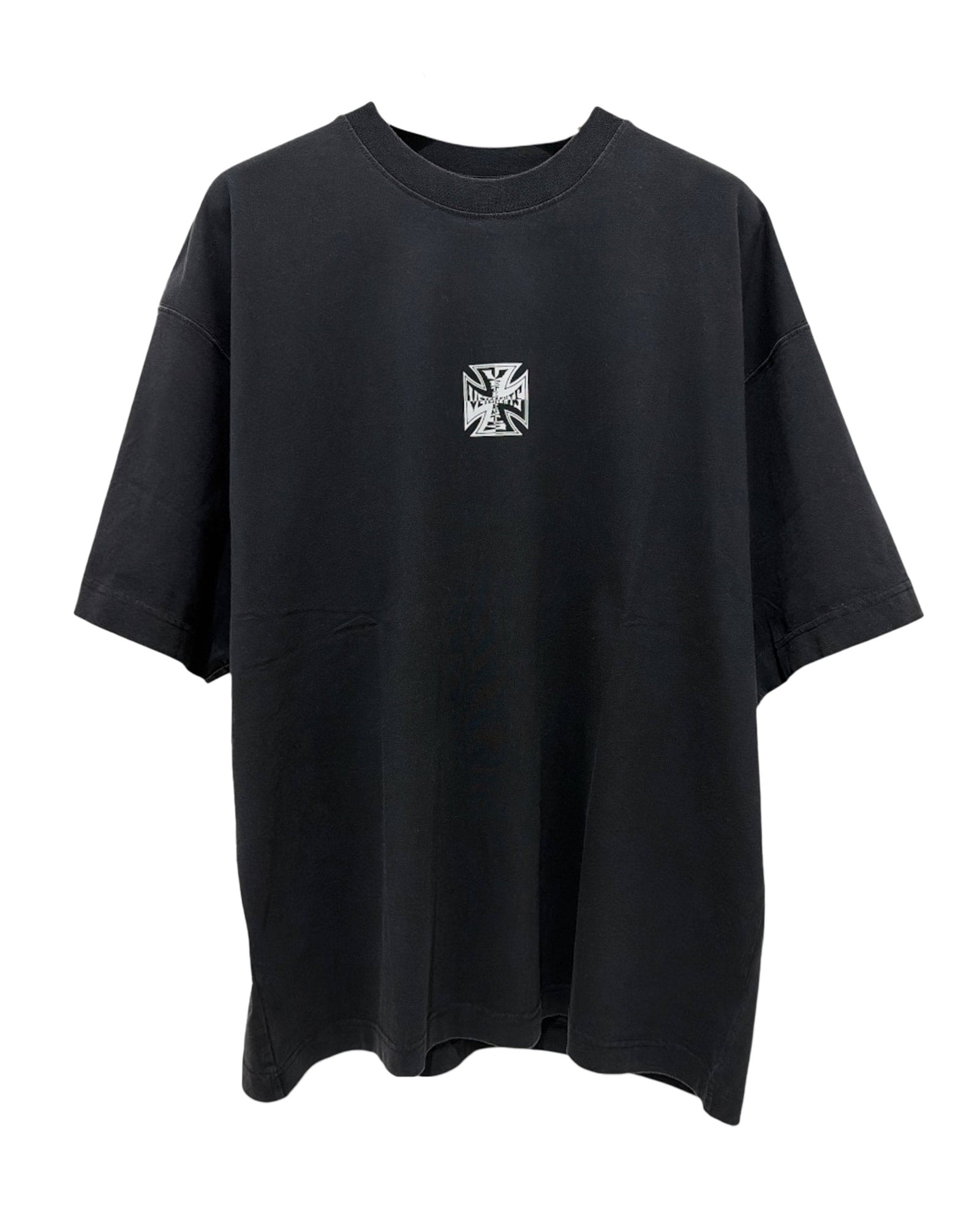 BIKER CROSS LOGO T-SHIRT / BLACK