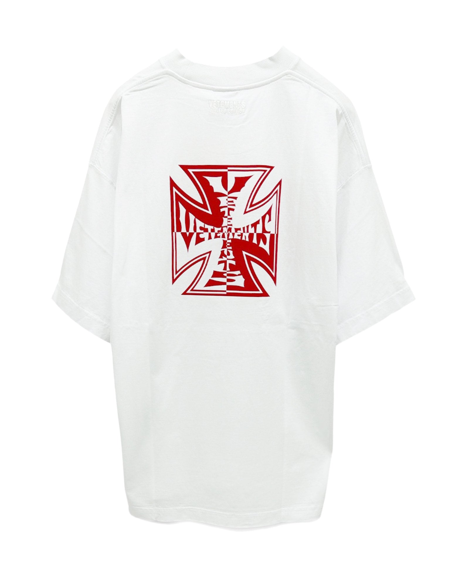 VETEMENTS・ヴェトモン - Tシャツ・カットソー DOUBLE BIKER CROSS LOGO T-SHIRT / WHITE