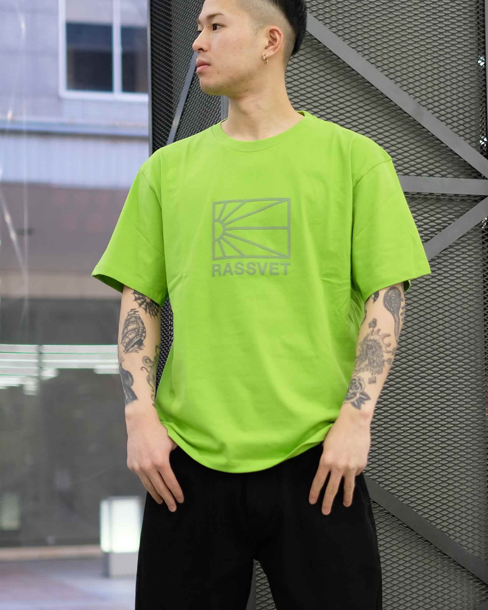 RASSVET・ラスベート - Tシャツ・カットソー MEN BIG LOGO TEE SHIRT KNIT / LIME