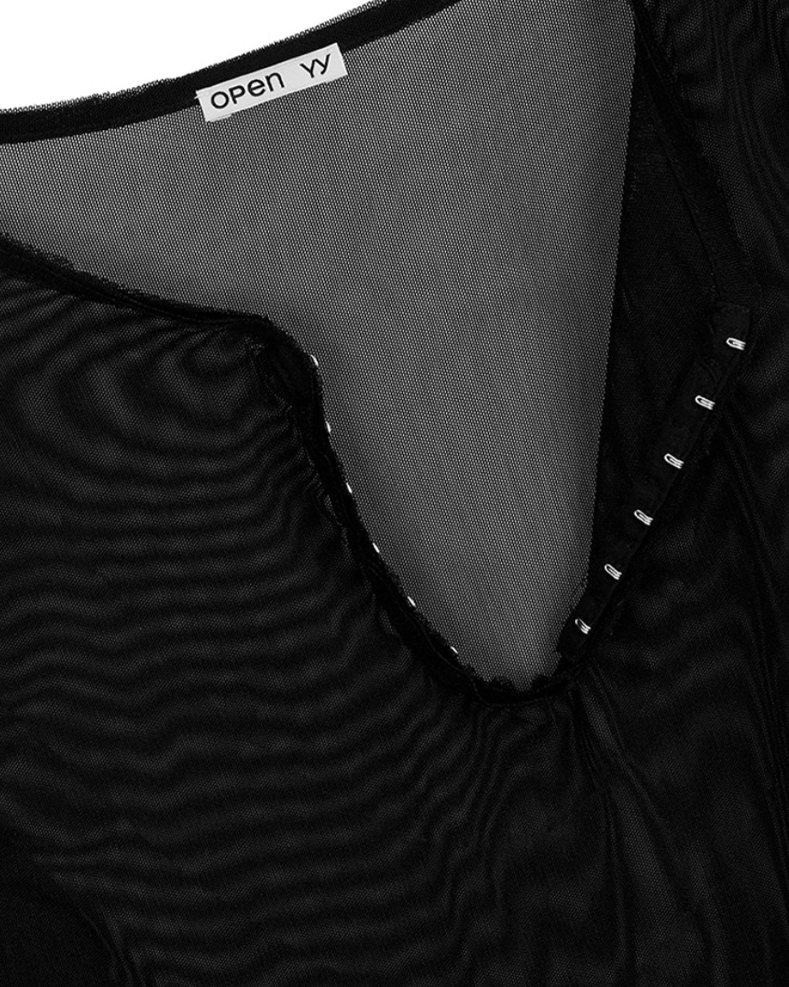 OPEN YY・オープン ワイワイ - L/S Tシャツ MESH HOOK HENLEY LONG SLEEVE / BLACK