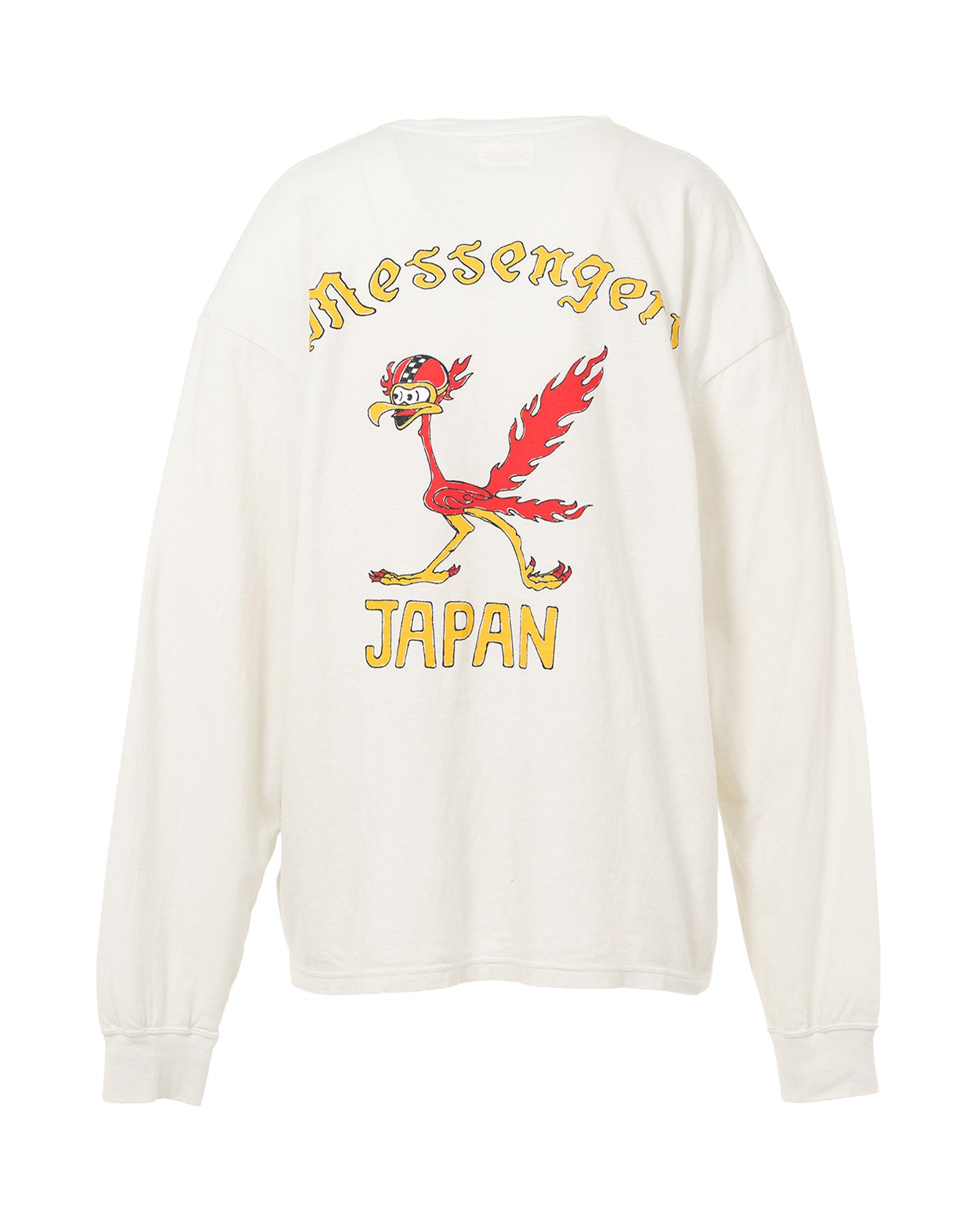 KAMIYA・カミヤ - L/S Tシャツ “MESSENGER BIRD” DISTRESSED L/S POCKET TEE / WHITE