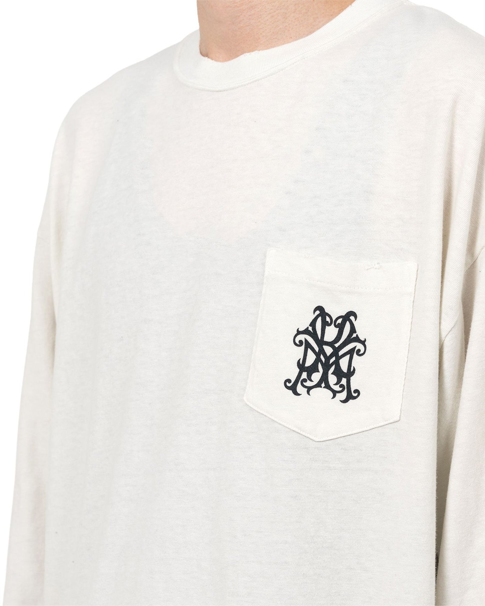 KAMIYA・カミヤ - L/S Tシャツ “MESSENGER BIRD” DISTRESSED L/S POCKET TEE / WHITE