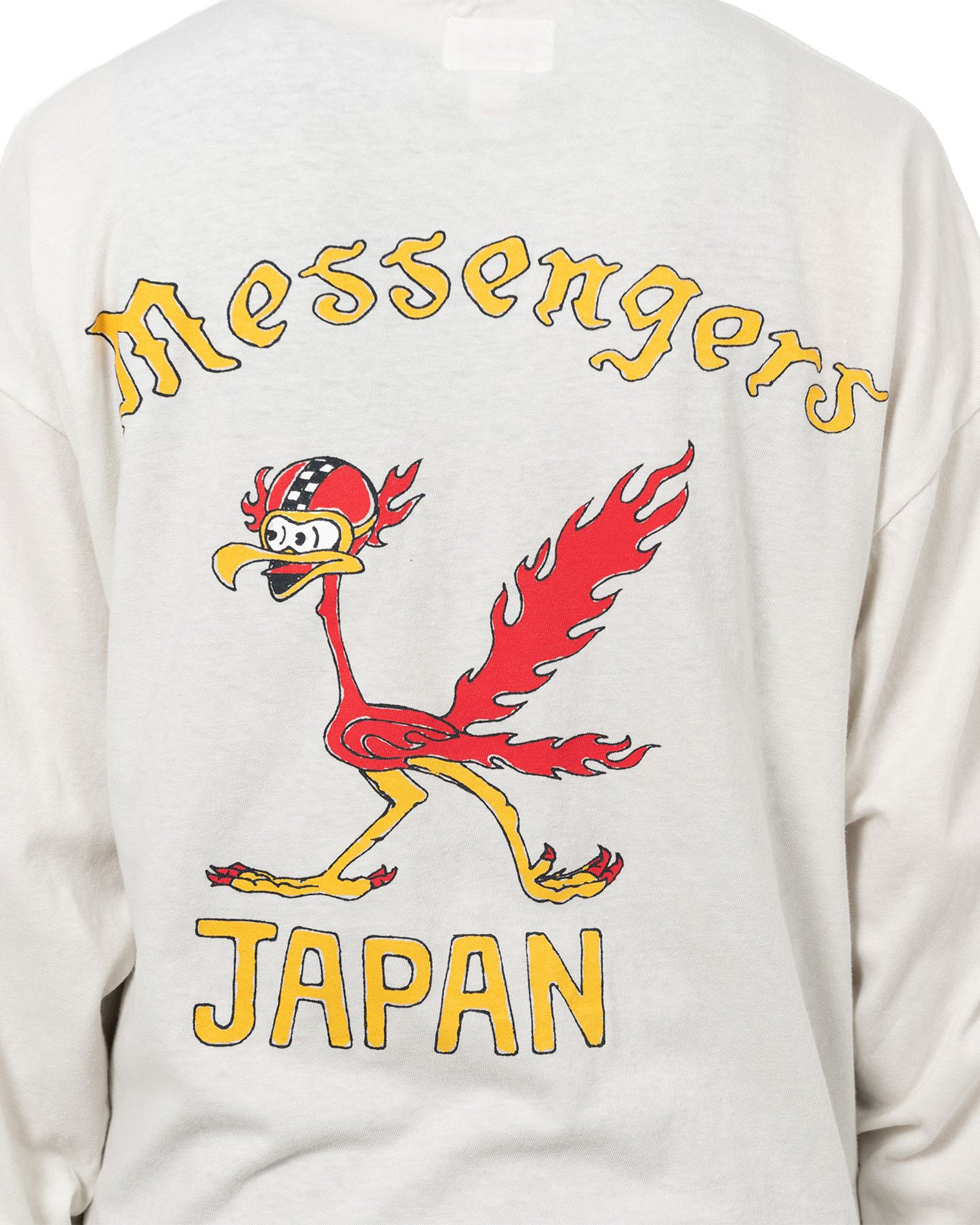 KAMIYA・カミヤ - L/S Tシャツ “MESSENGER BIRD” DISTRESSED L/S POCKET TEE / WHITE