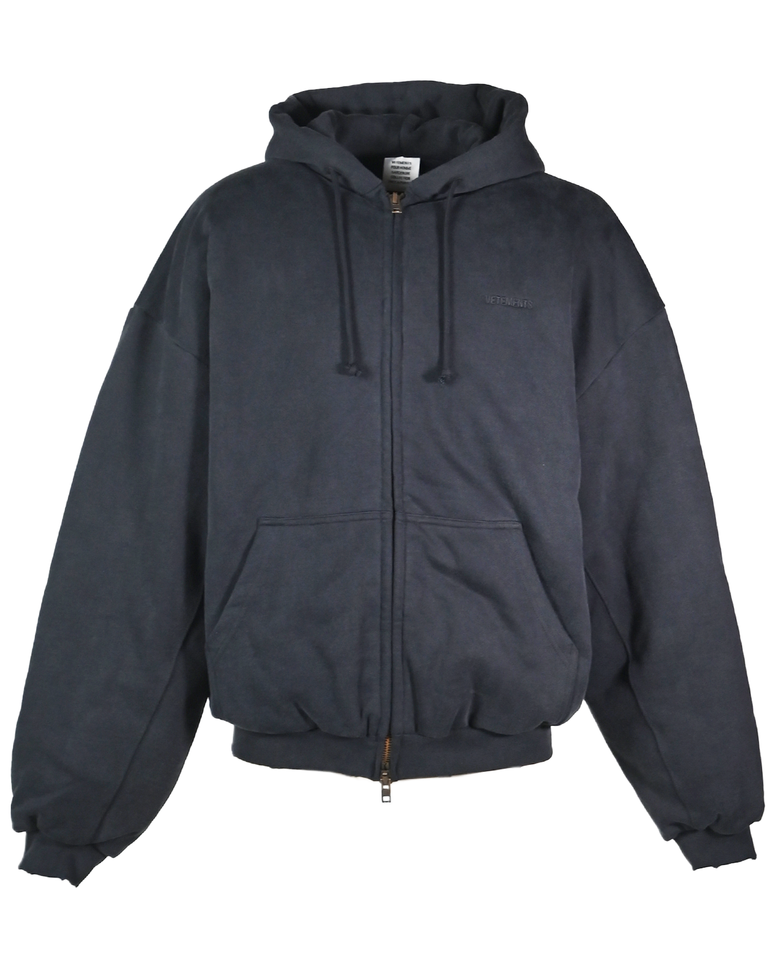 VETEMENTS・ヴェトモン - ジャケット PUFFED ZIP-UP HOODIE / WASHED BLACK