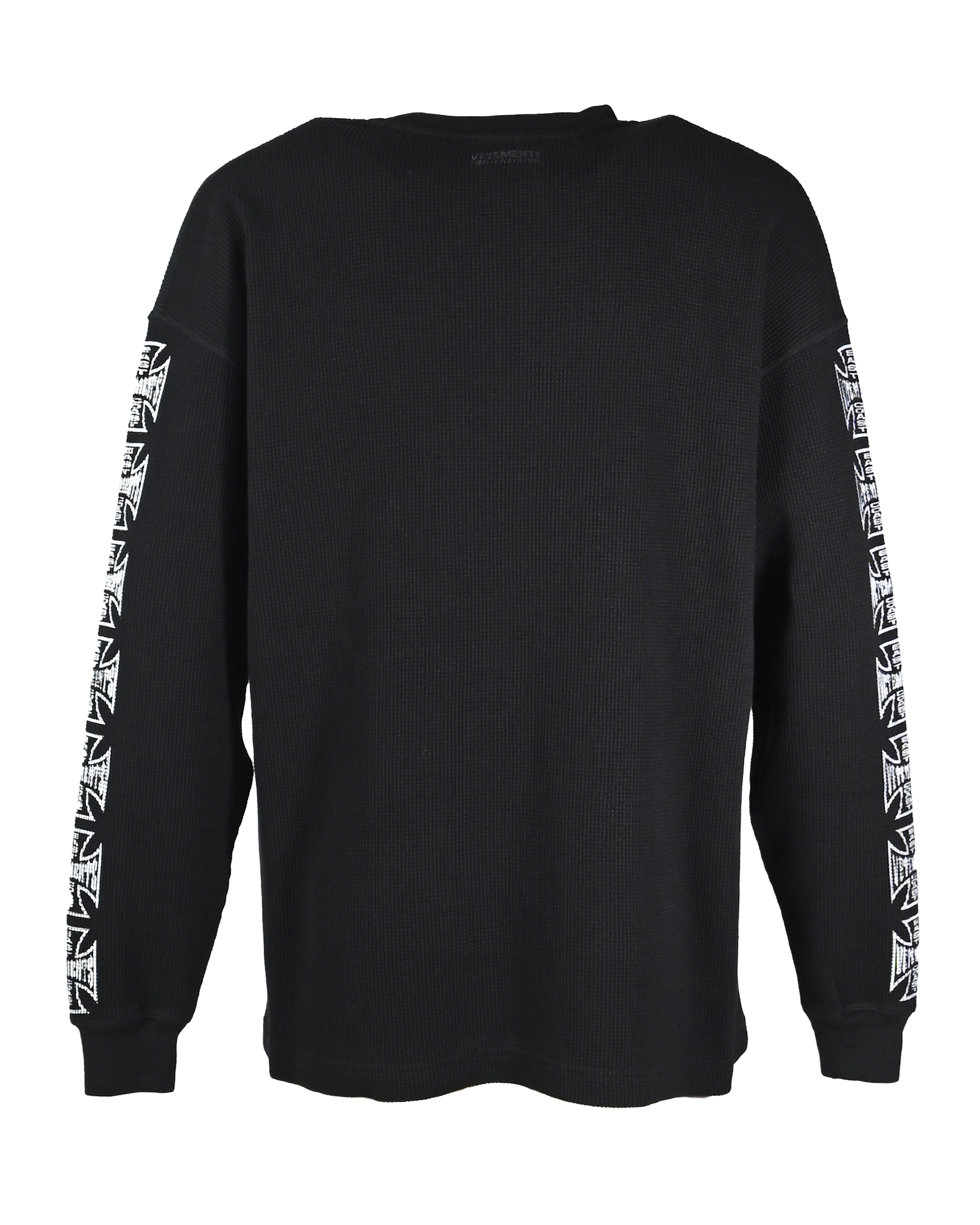 VETEMENTS・ヴェトモン - L/S Tシャツ BIKER CROSS LOGO WAFFLE LONGSLEEVE / WASHED BLACK