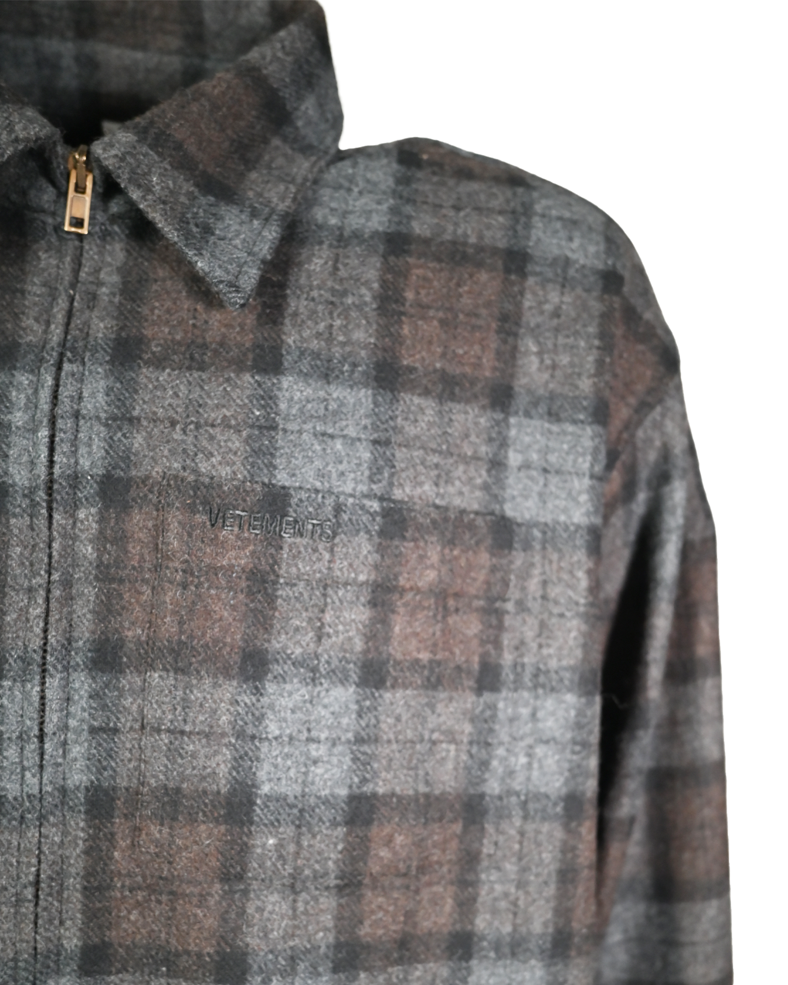 VETEMENTS・ヴェトモン - シャツ ZIP-UP FLANNEL SHIRT / BLACK CHECK