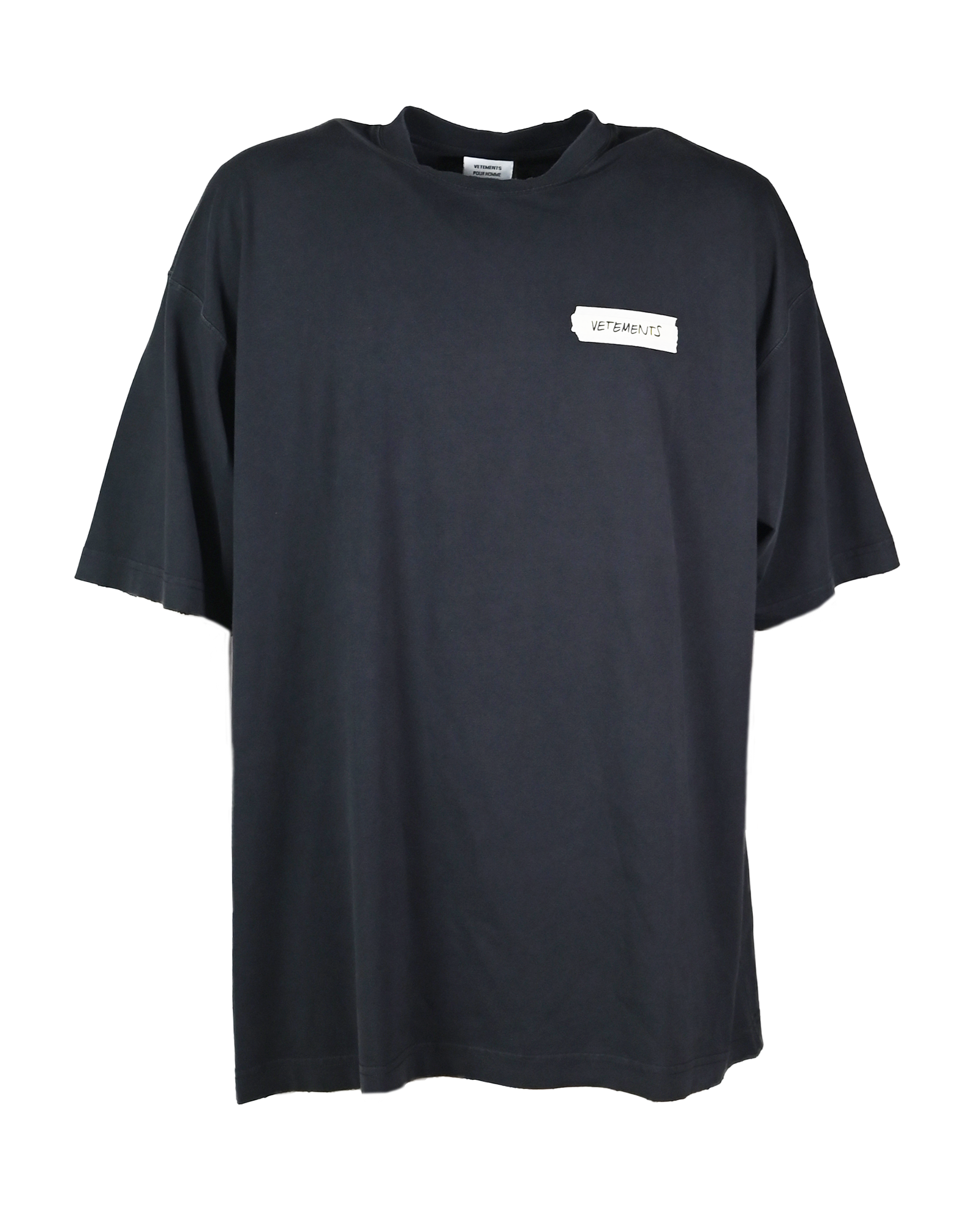 VETEMENTS・Vetements -  SCRIBBLED LOGO OVERSIZED T-SHIRT / WASHED BLACK