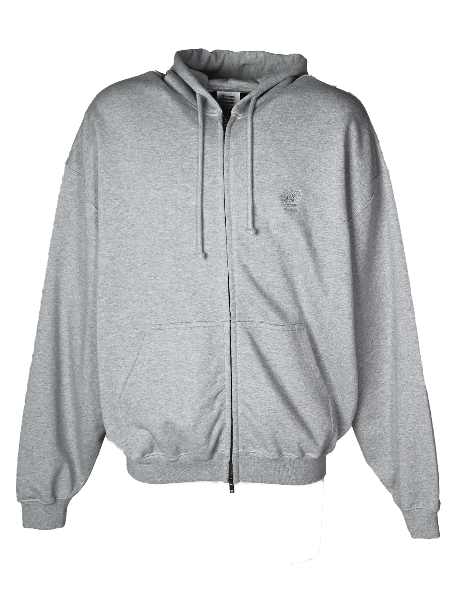 VETEMENTS・Vetements -  EMBROIDERED BACK ZIP-UP HOODIE / GREY MELANGE