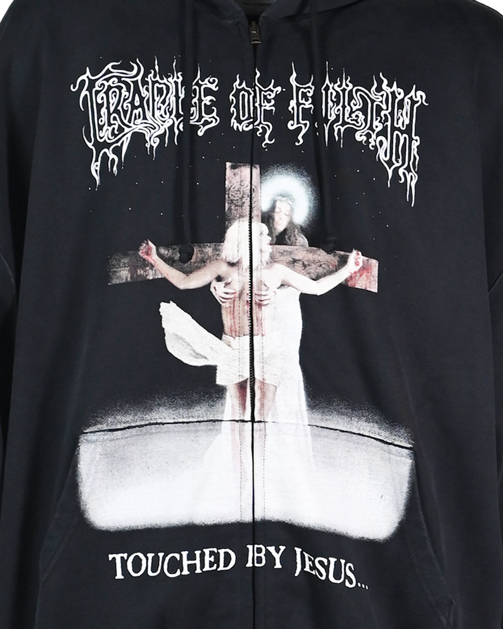 VETEMENTS・ヴェトモン - パーカー・フーディ COFJESUS ZIP-UP HOODIE / WASHED BLACK