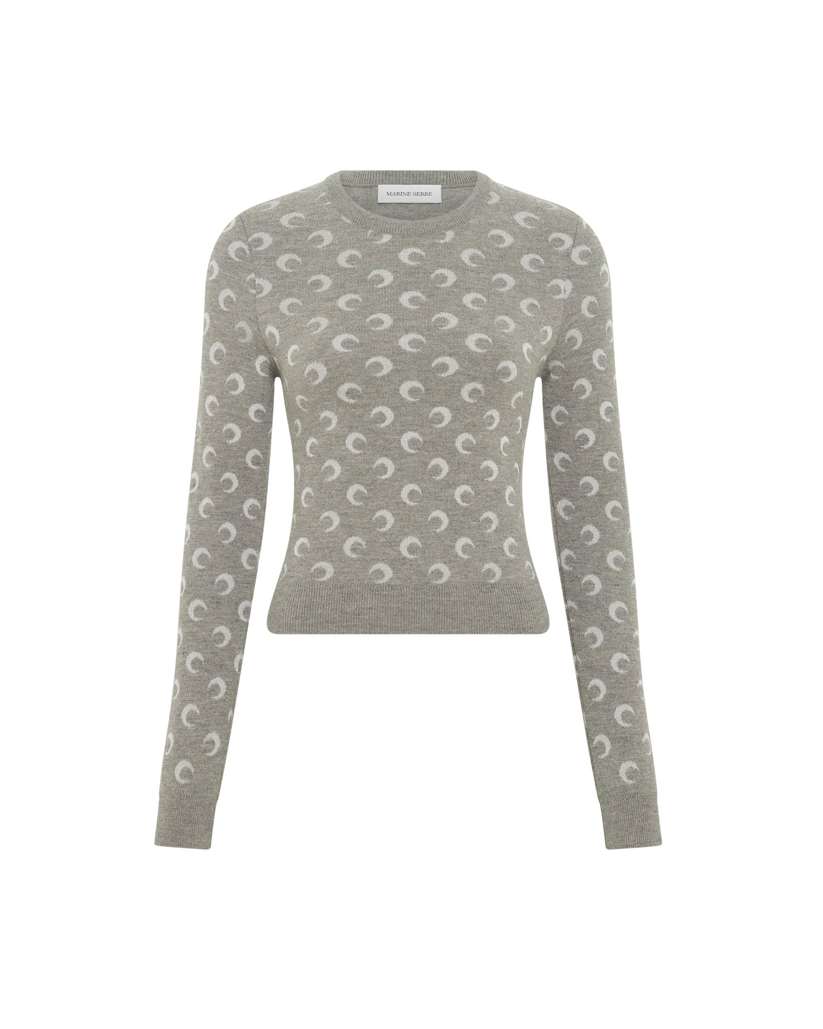 MOON JACQUARD KNIT FITTED CREWNECK SWEATER / MISTY GREY