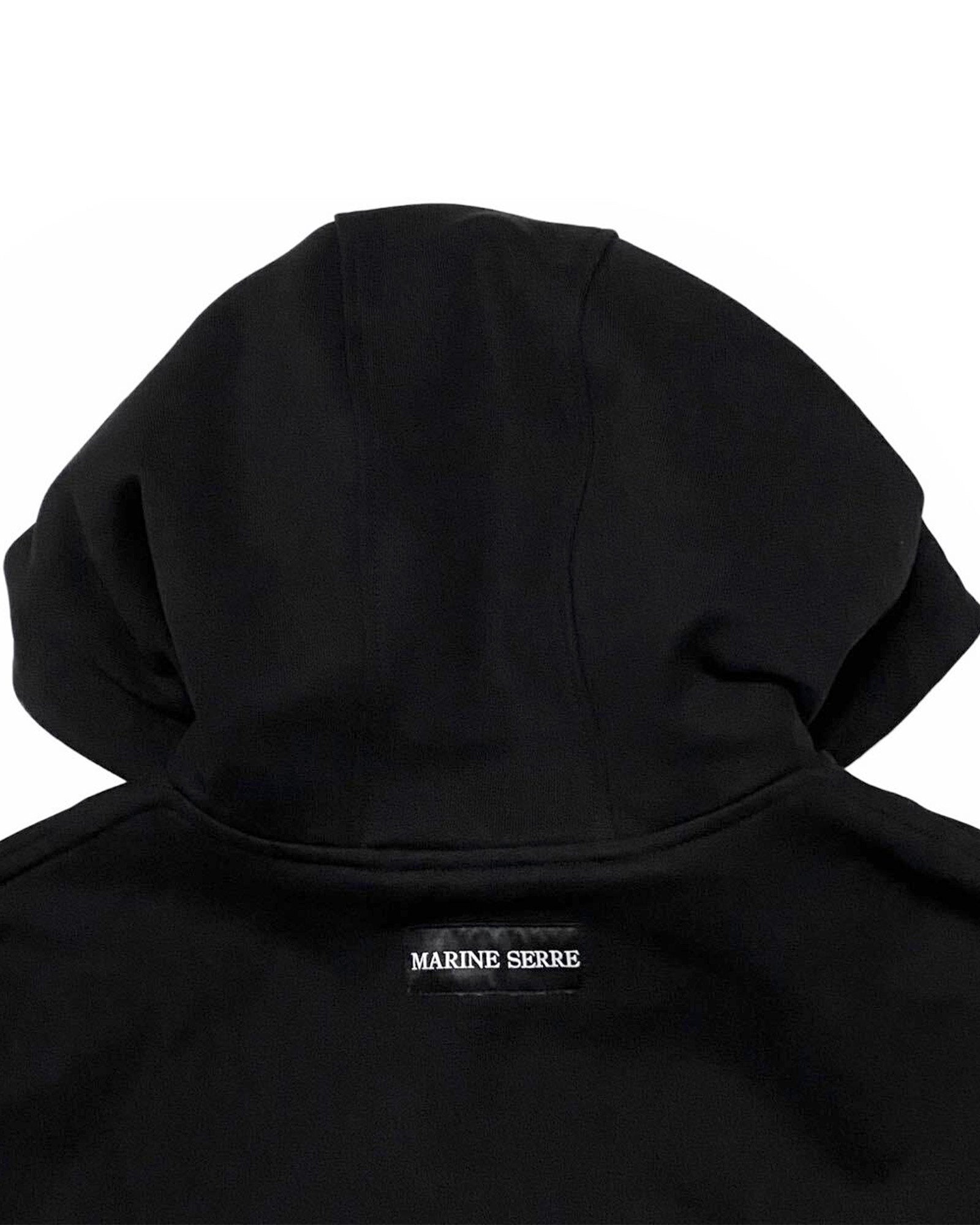 Marine Serre・marine cell -  MOON LOGO FLEECE CROPPED ZIPPED HOODIE / BLACK