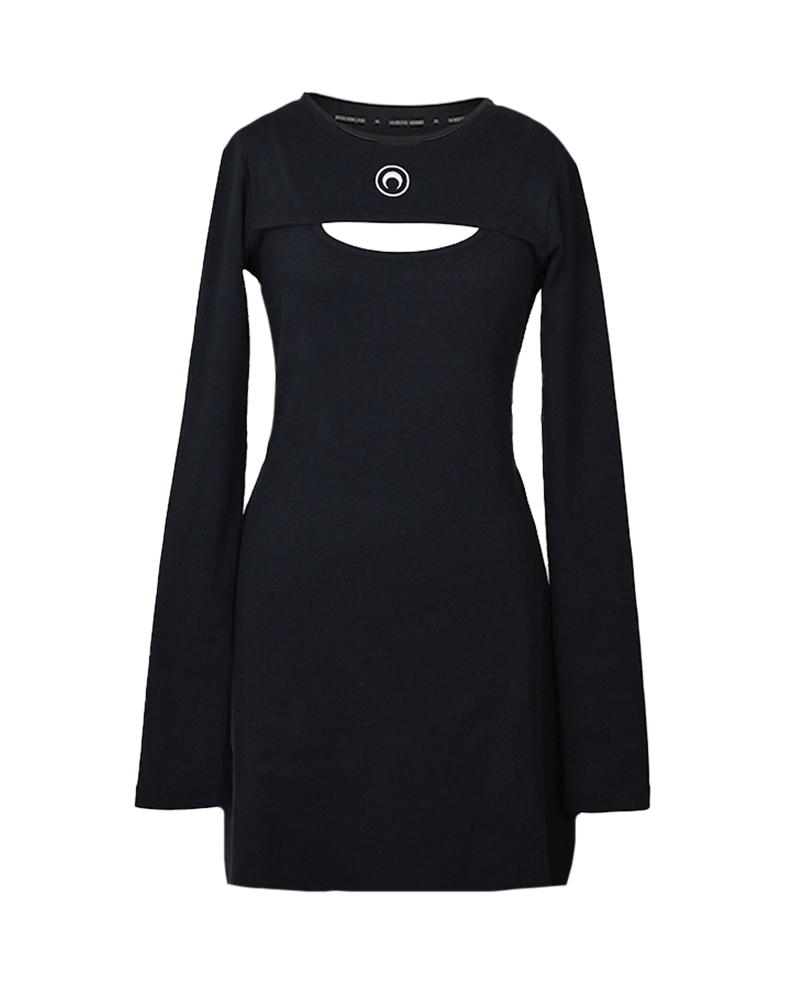 MOON LOGO RIBBED JERSEY MINI DRESS / BLACK