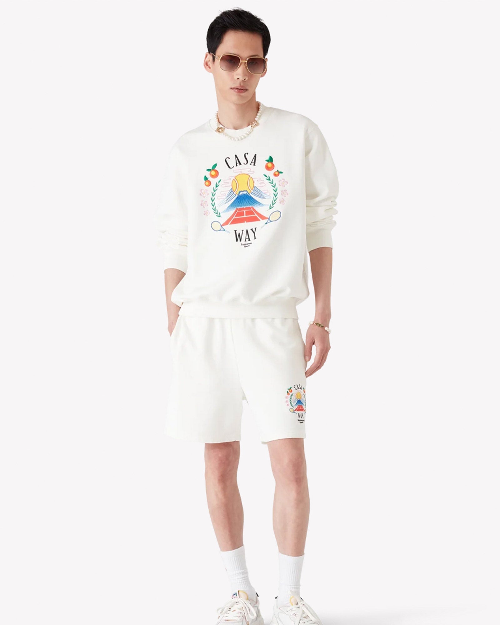 CASABLANCA・カサブランカ - スウェット CASA WAY MOUNTAIN EMBROIDERED SWEATSHIRT / OFF-WHITE