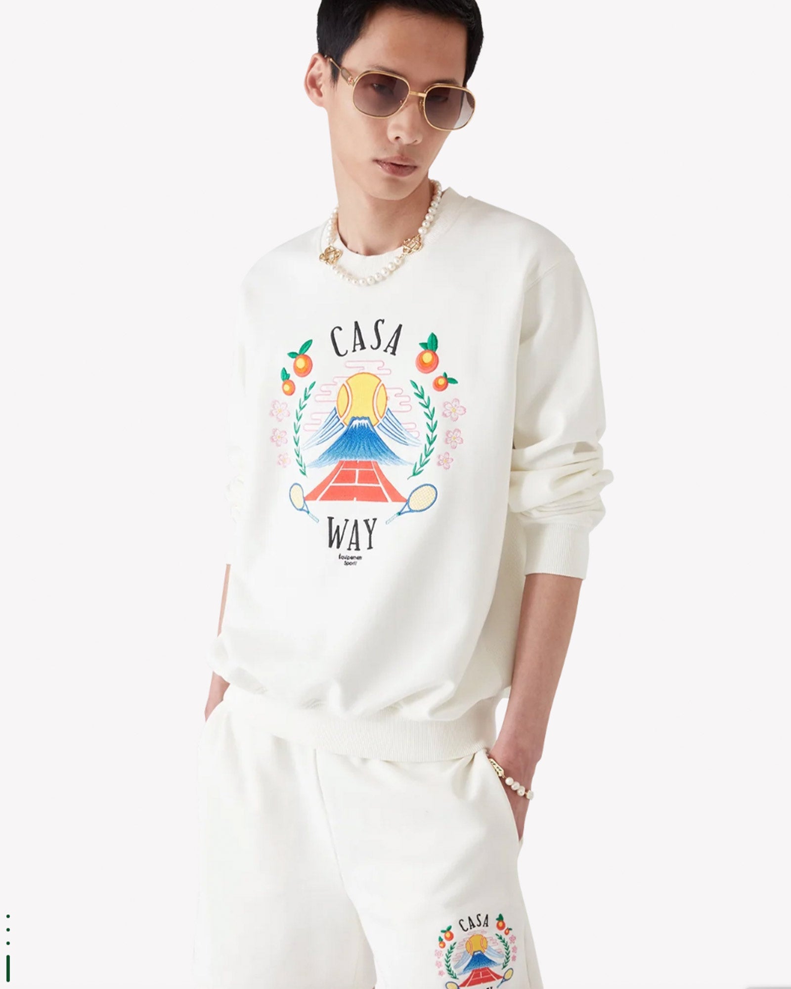 CASABLANCA・カサブランカ - スウェット CASA WAY MOUNTAIN EMBROIDERED SWEATSHIRT / OFF-WHITE