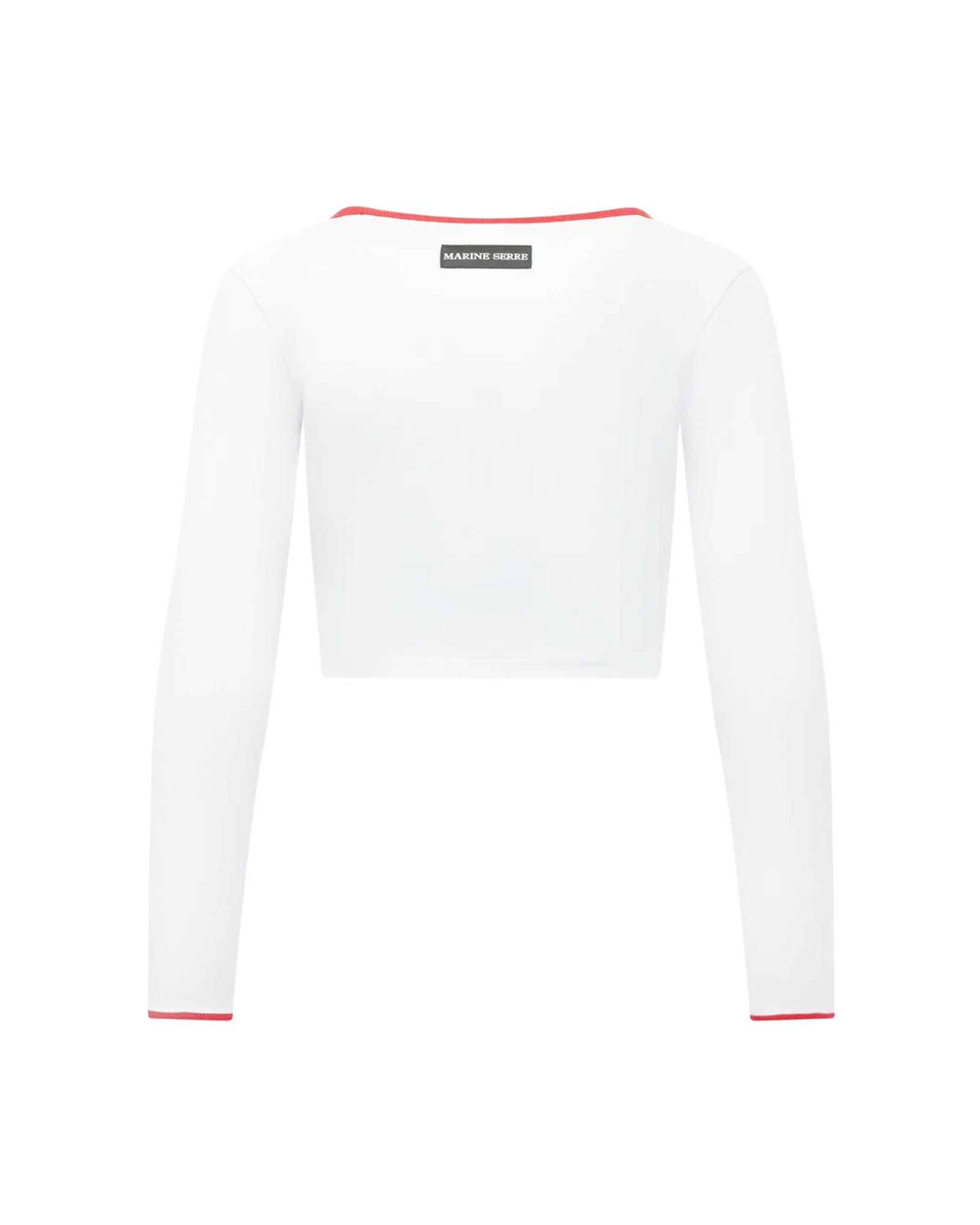 Marine Serre・marine cell -  MOON LOGO BICOLOR JERSEY LS ROUNDNECK T-SHIRT / WHITE/RED