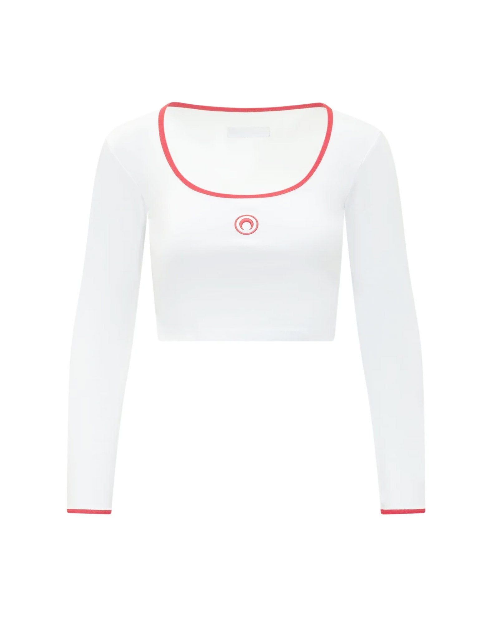 MOON LOGO BICOLOR JERSEY LS ROUNDNECK T-SHIRT / WHITE/RED